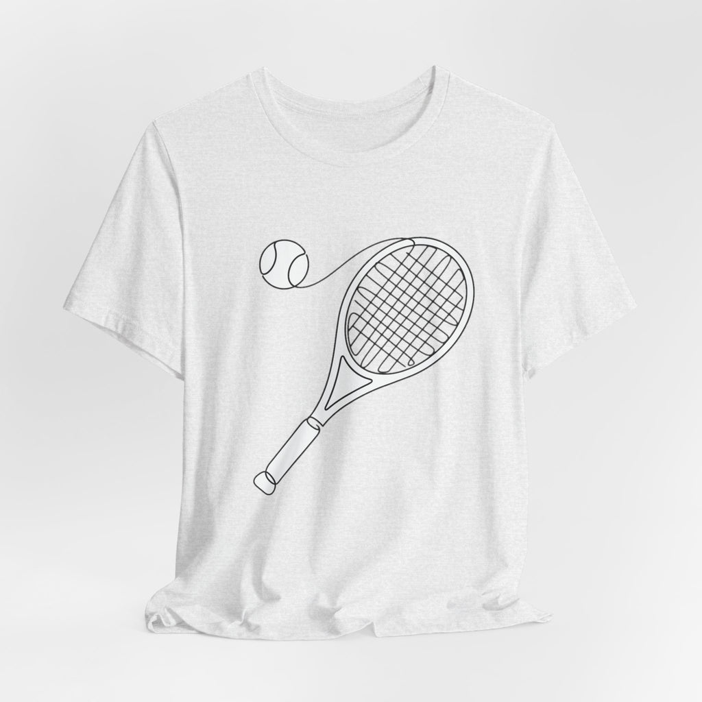 Tennis Racket & Ball Graphic Tee – Minimal Sports T‑Shirt for Players & Fans