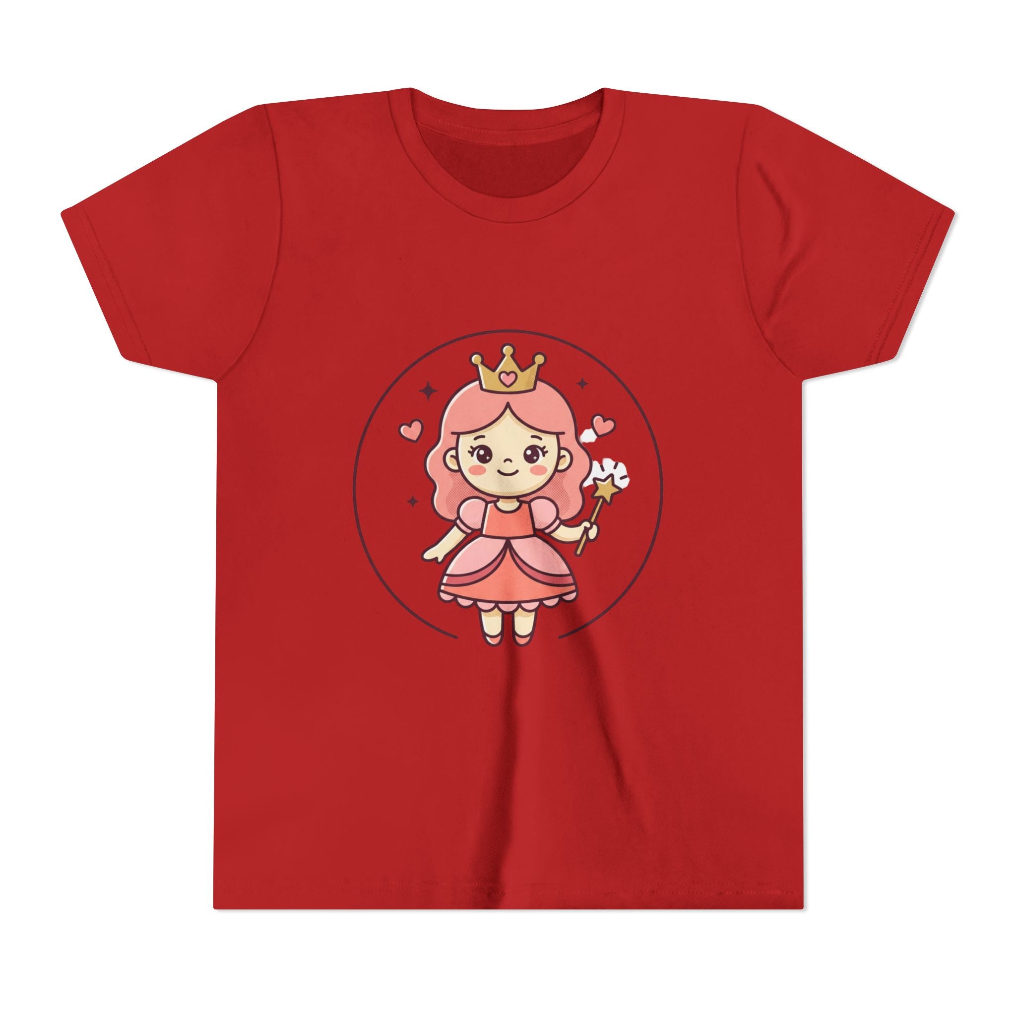 Princess Fairy Kids T-Shirt - Cute Pink Crowned Princess Graphic Youth Tee