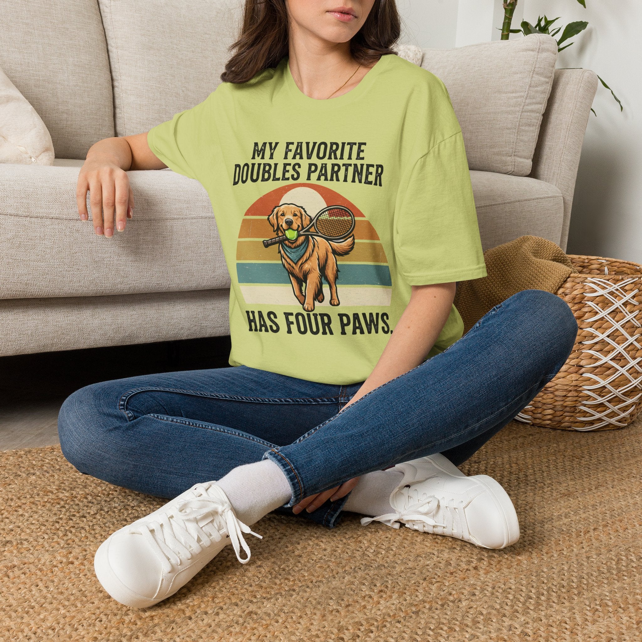 My Favorite Doubles Partner T-Shirt — 'Has Four Paws' Tennis Dog Graphic Tee