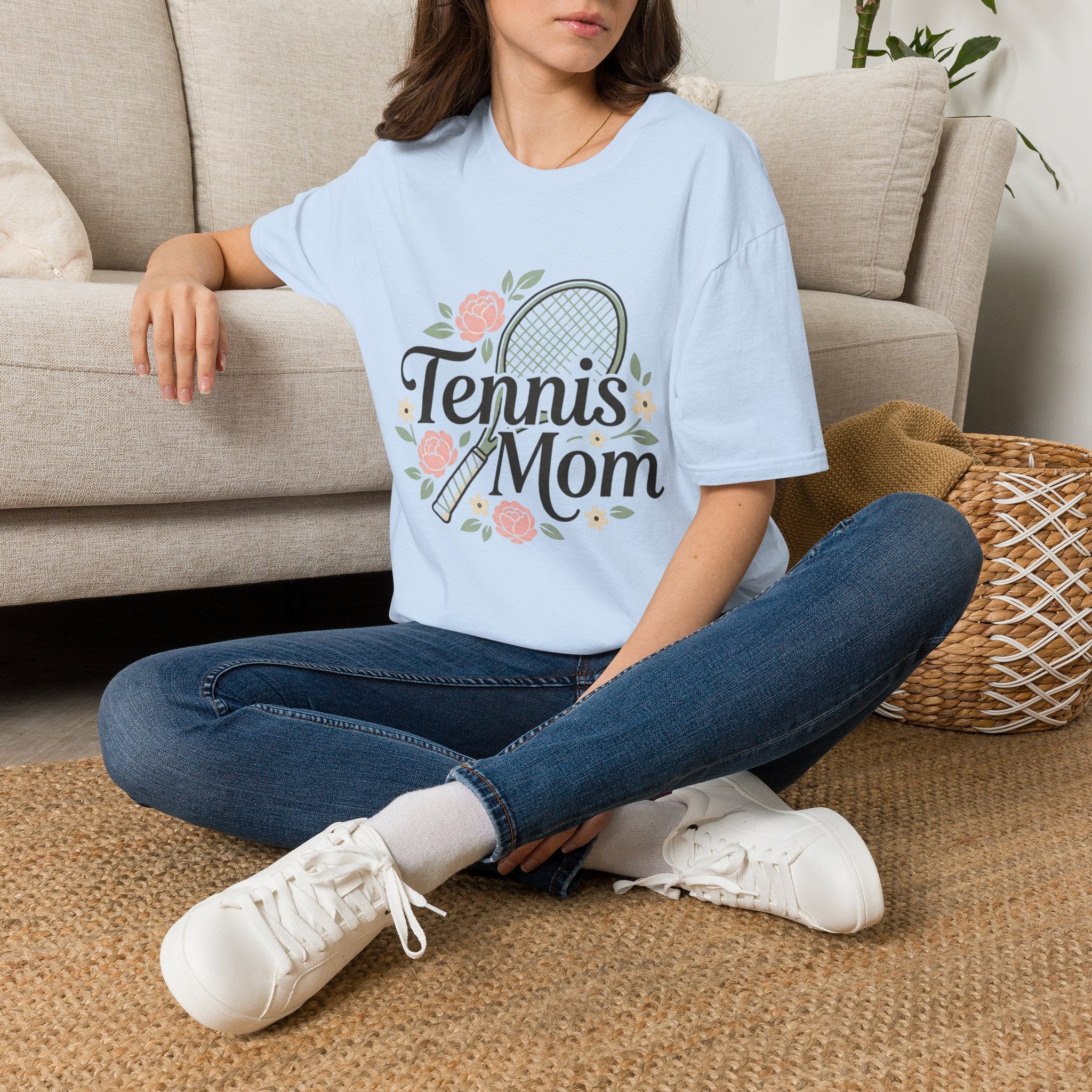 Tennis Mom Shirt — Floral Racket Design