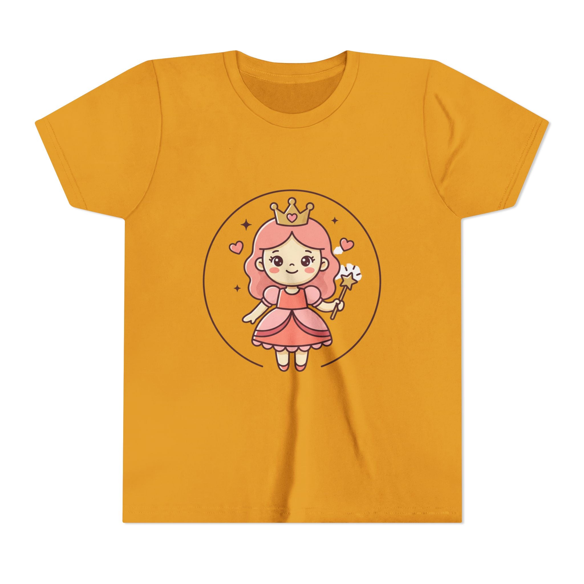 Princess Fairy Kids T-Shirt - Cute Pink Crowned Princess Graphic Youth Tee