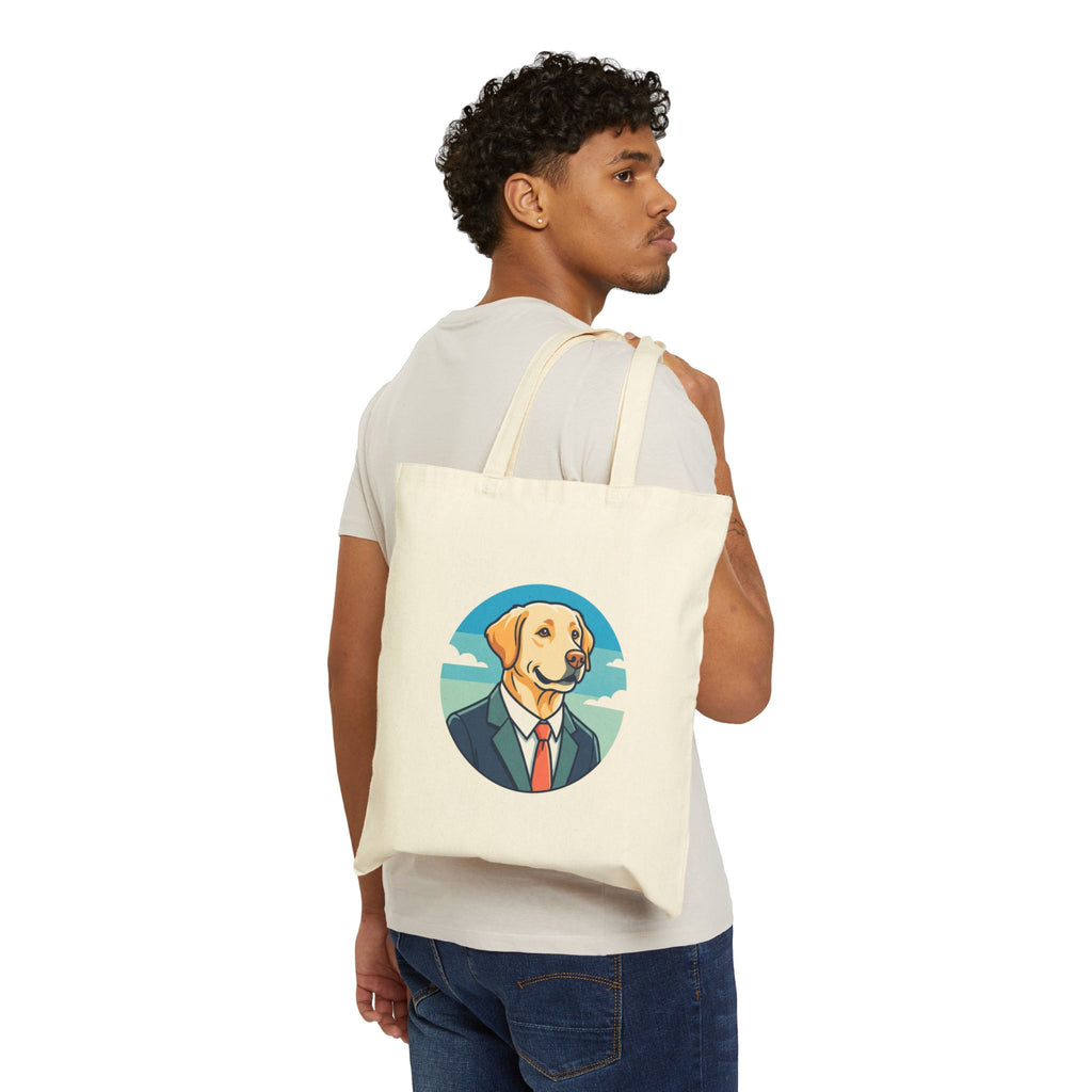 Dog in a Suit Canvas Tote Bag — Funny Labrador Portrait Tote