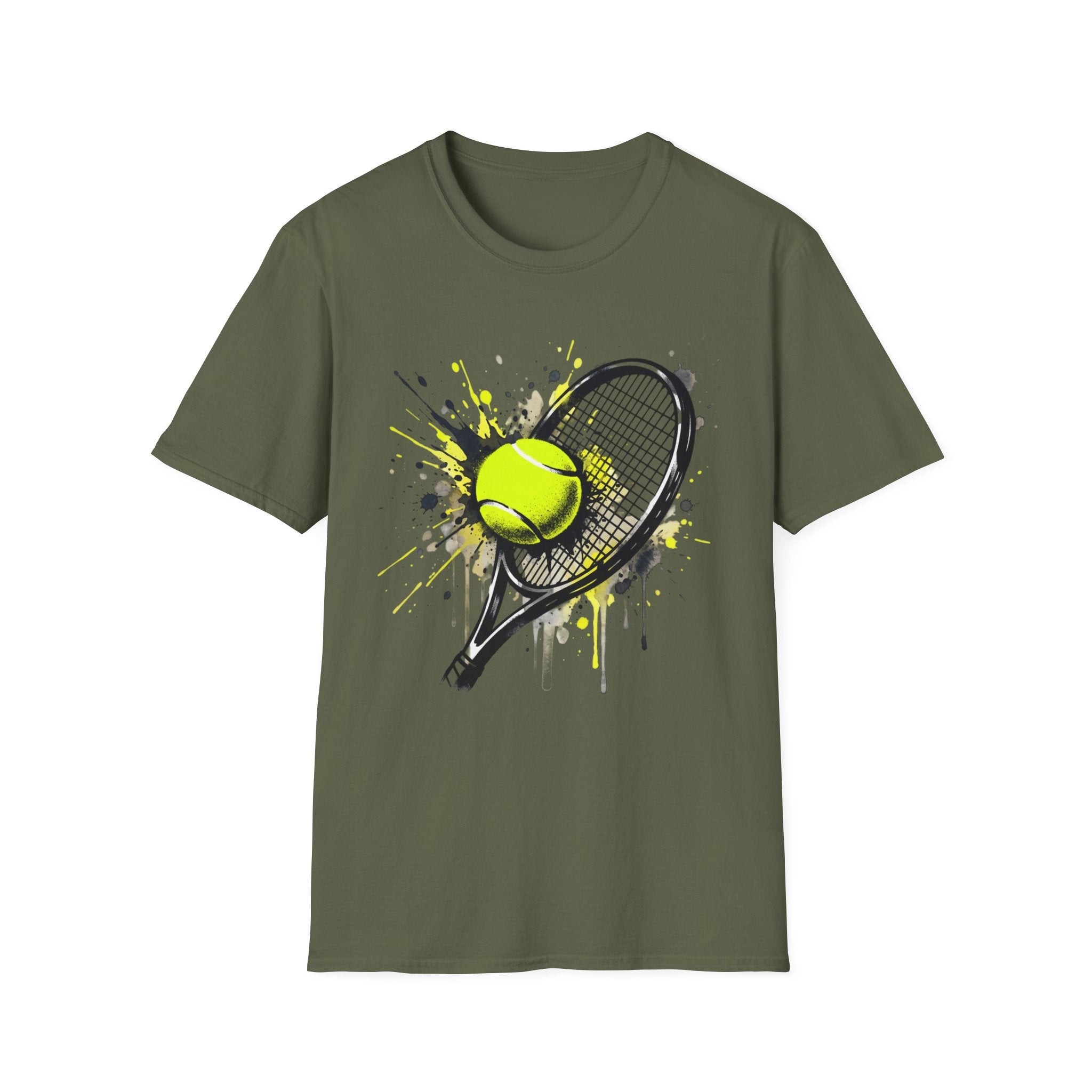 T-Shirt — Splash Tennis Racket & Ball Graphic Tee
