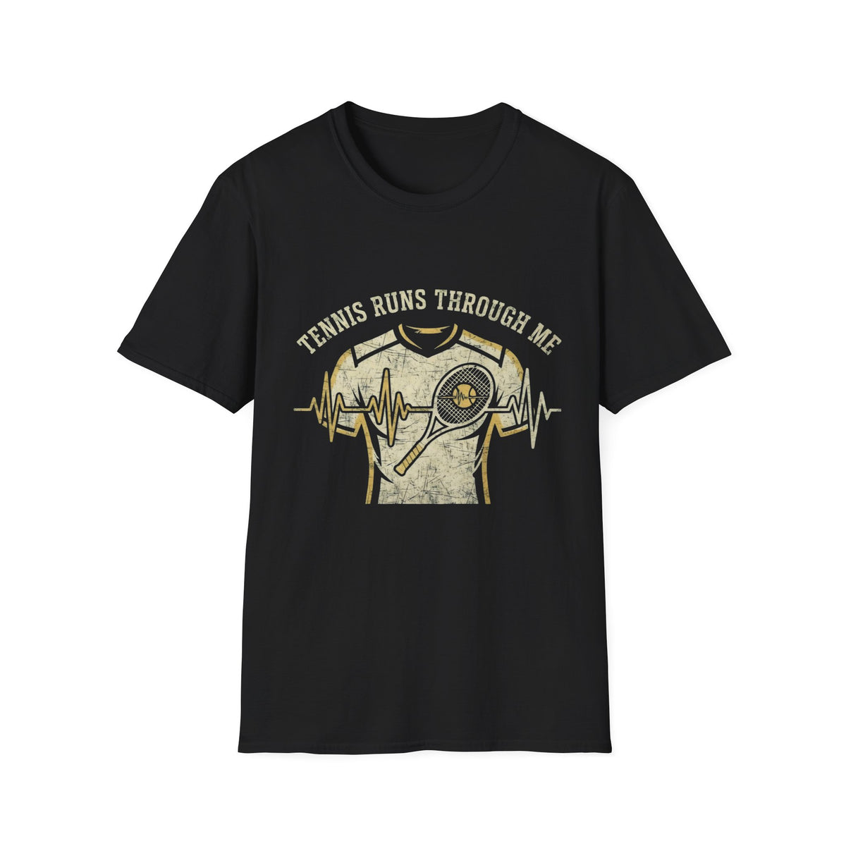 T-Shirt — "Tennis Runs Through Me" Vintage Tennis Heartbeat Tee