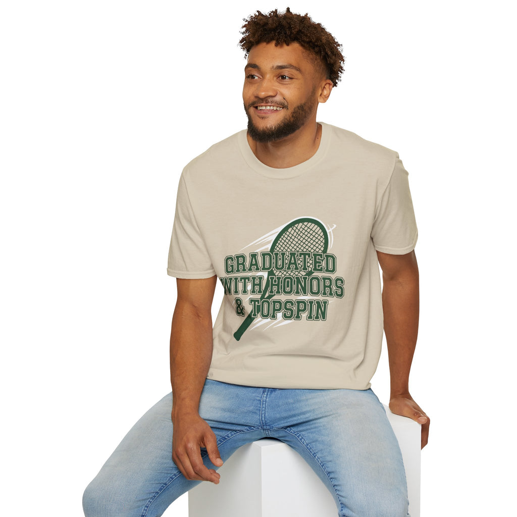 Graduated With Honors Tennis T-Shirt — Vintage Collegiate Topspin Tee