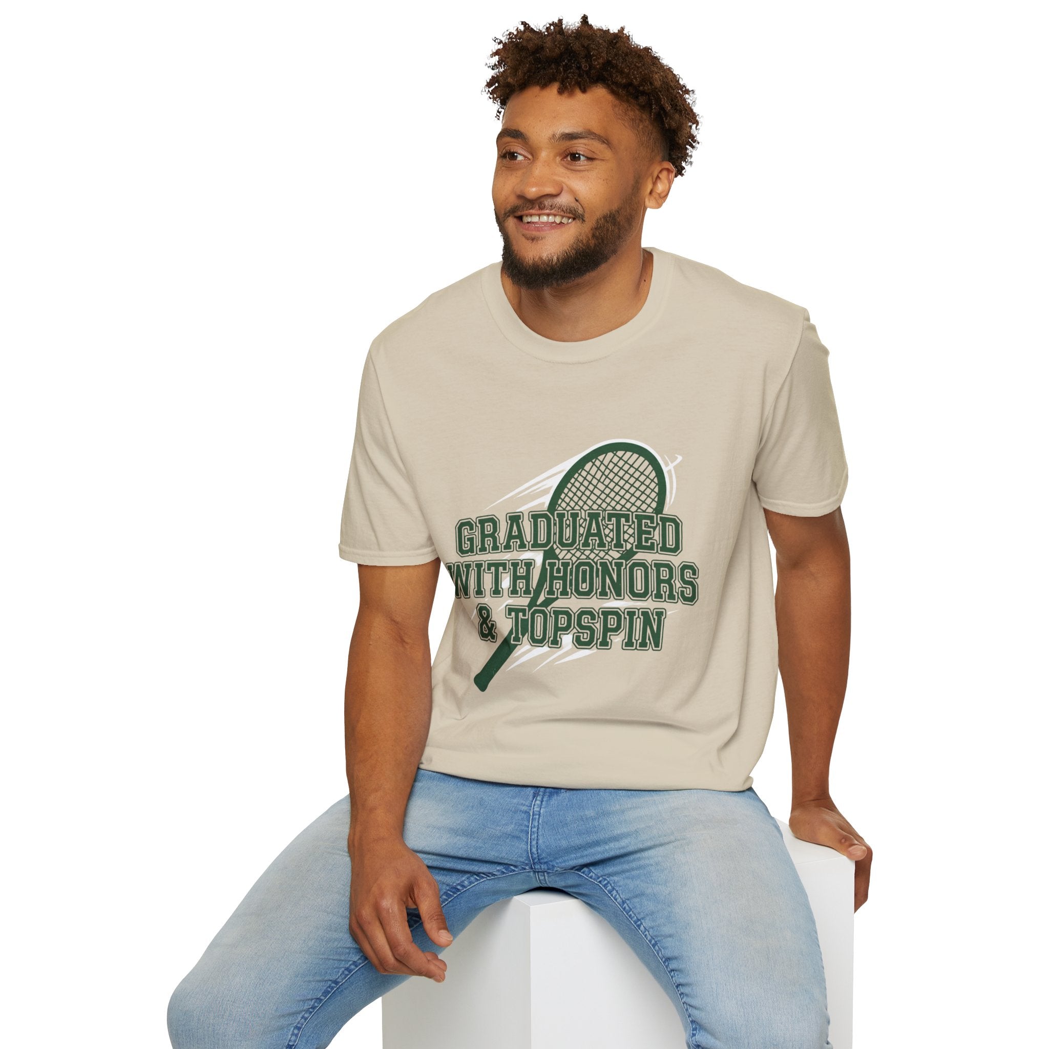 Graduated With Honors Tennis T-Shirt — Vintage Collegiate Topspin Tee