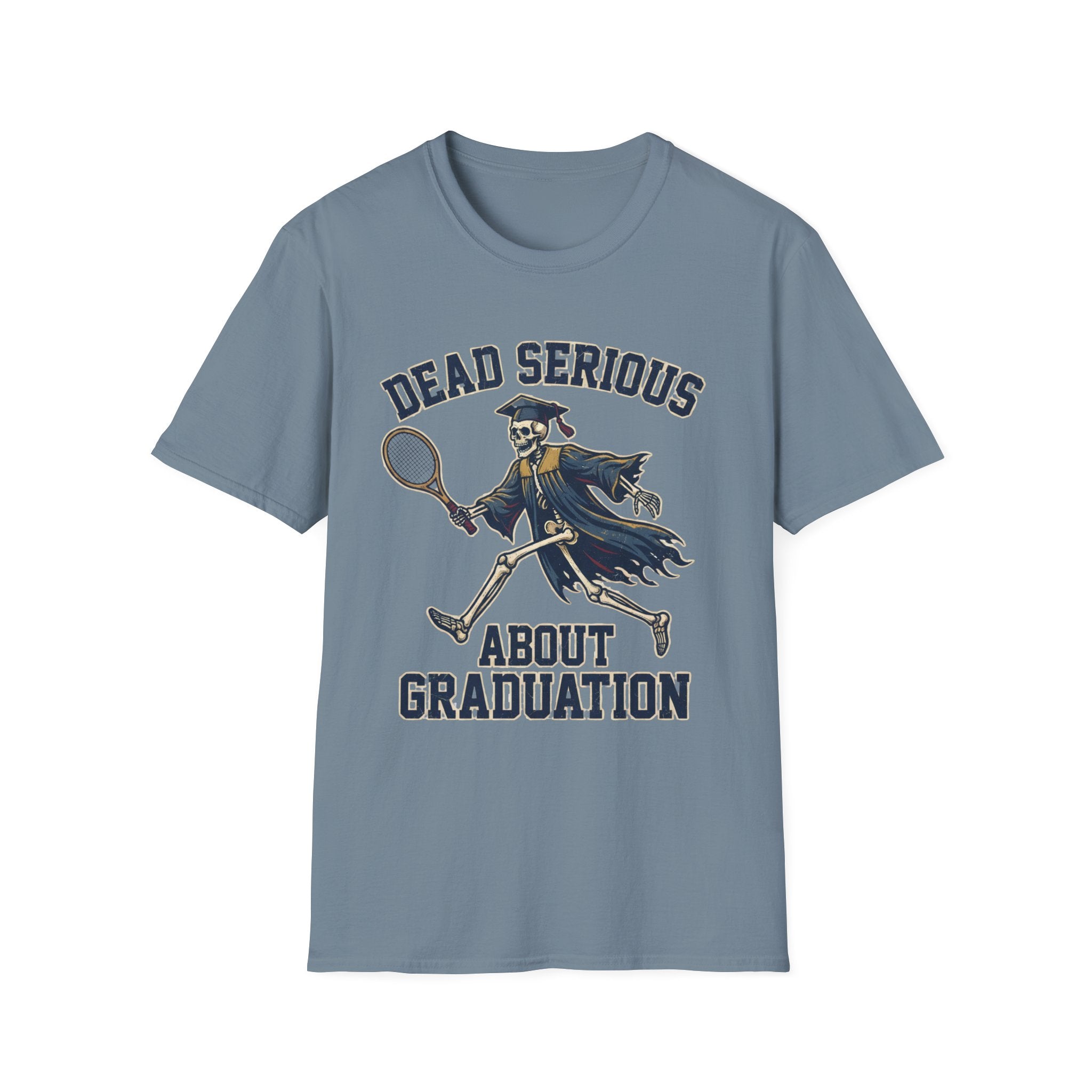 Graduation T-Shirt — "Dead Serious" Funny Skeleton Grad Tee