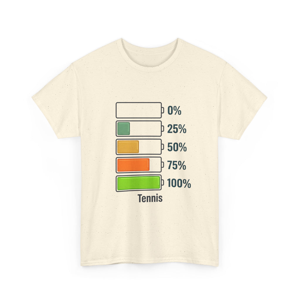 T-Shirt — Tennis Battery Level Graphic Tee (0%-100%)