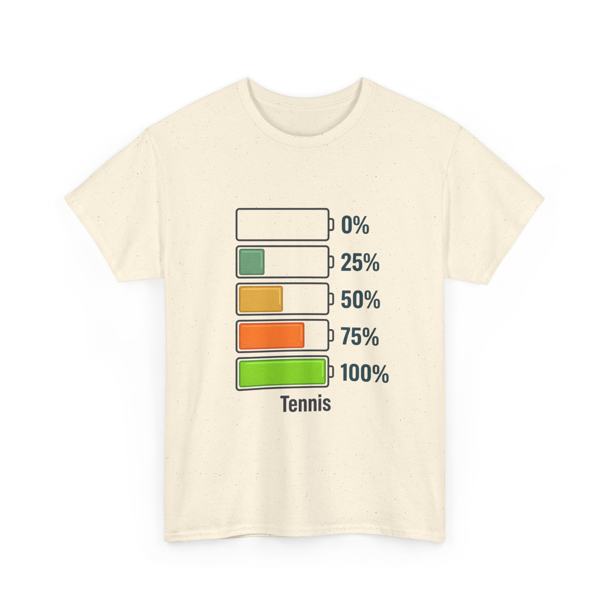 T-Shirt — Tennis Battery Level Graphic Tee (0%-100%)