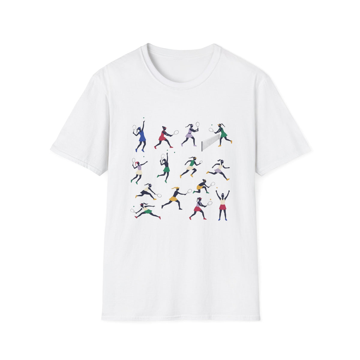 tennis Players Silhouette T-Shirt — Colorful tennis Action Tee
