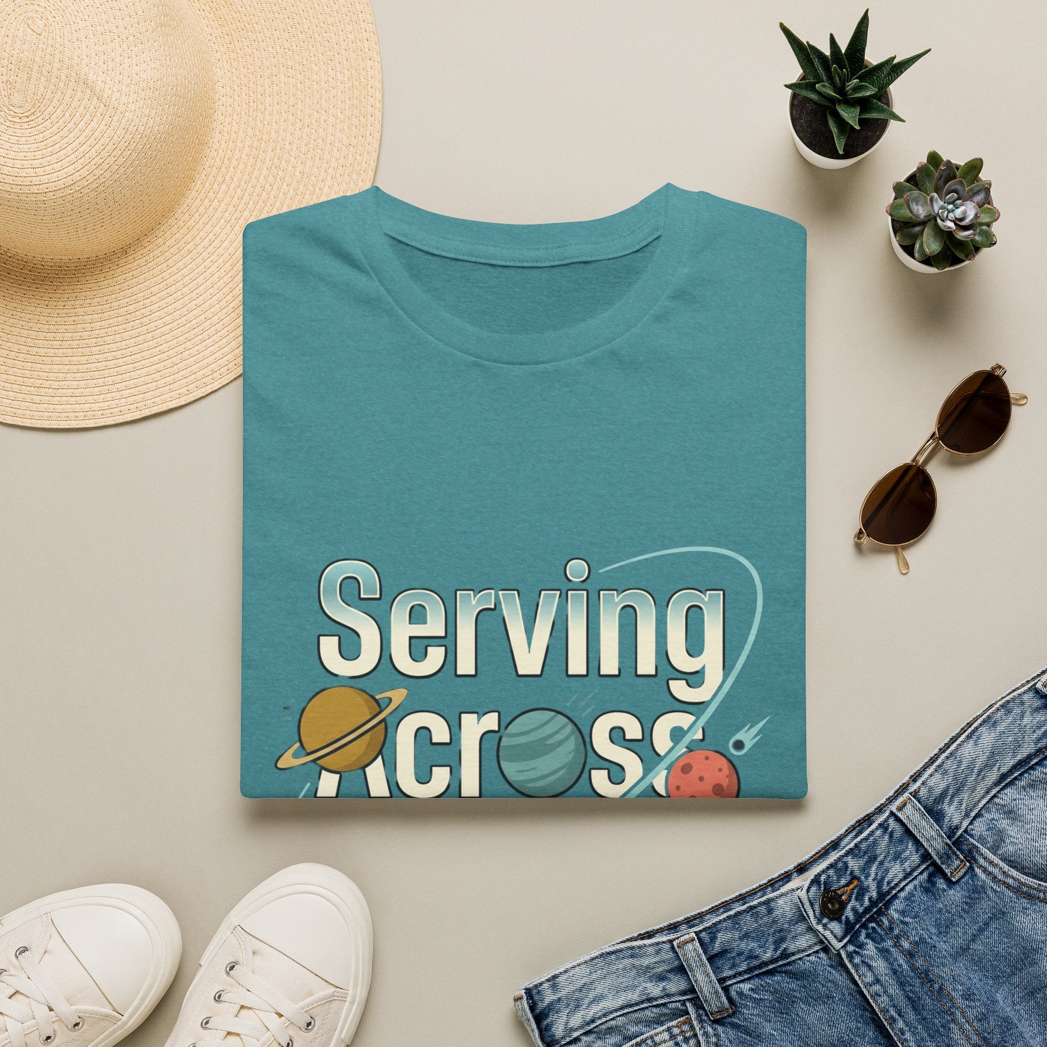 Serving Across the Galaxy Retro Space T-Shirt