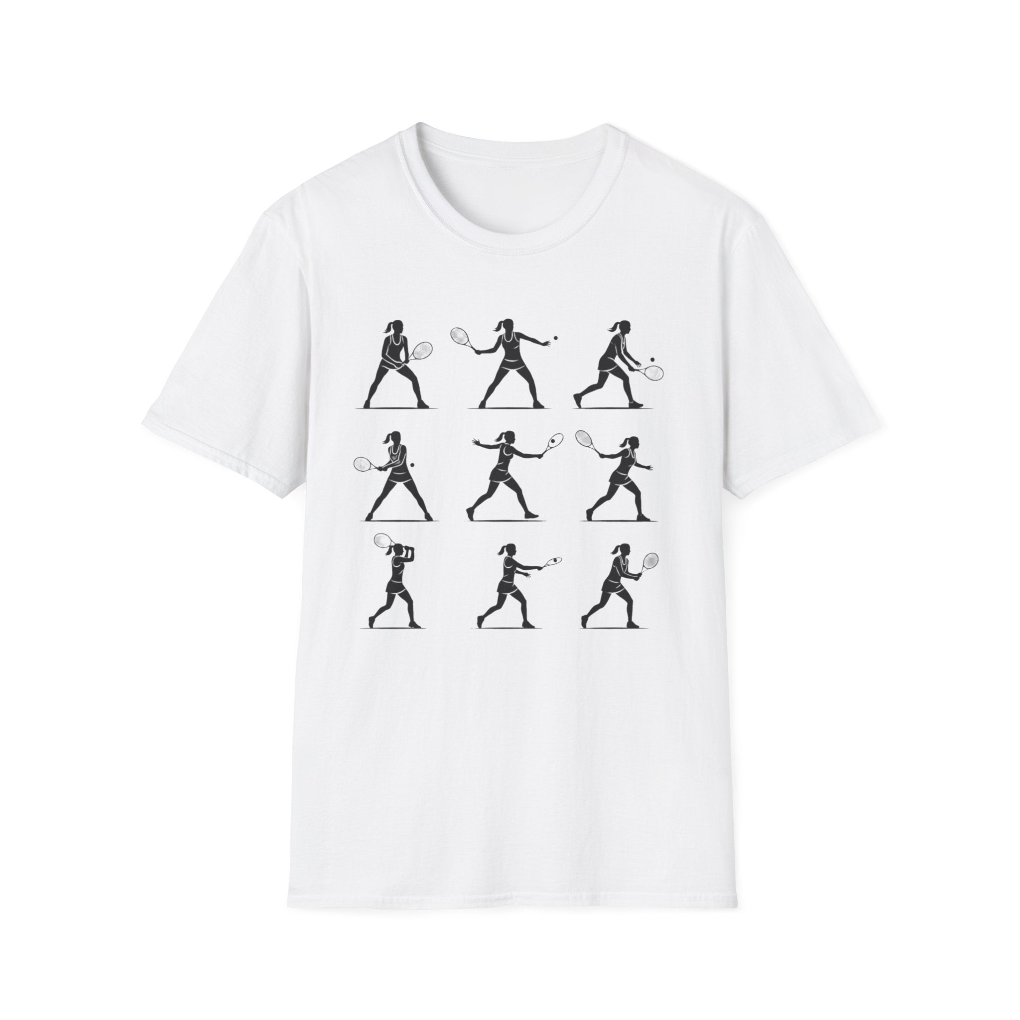 Tennis Silhouette Tee — Women's Tennis Player Pose Graphic T-Shirt