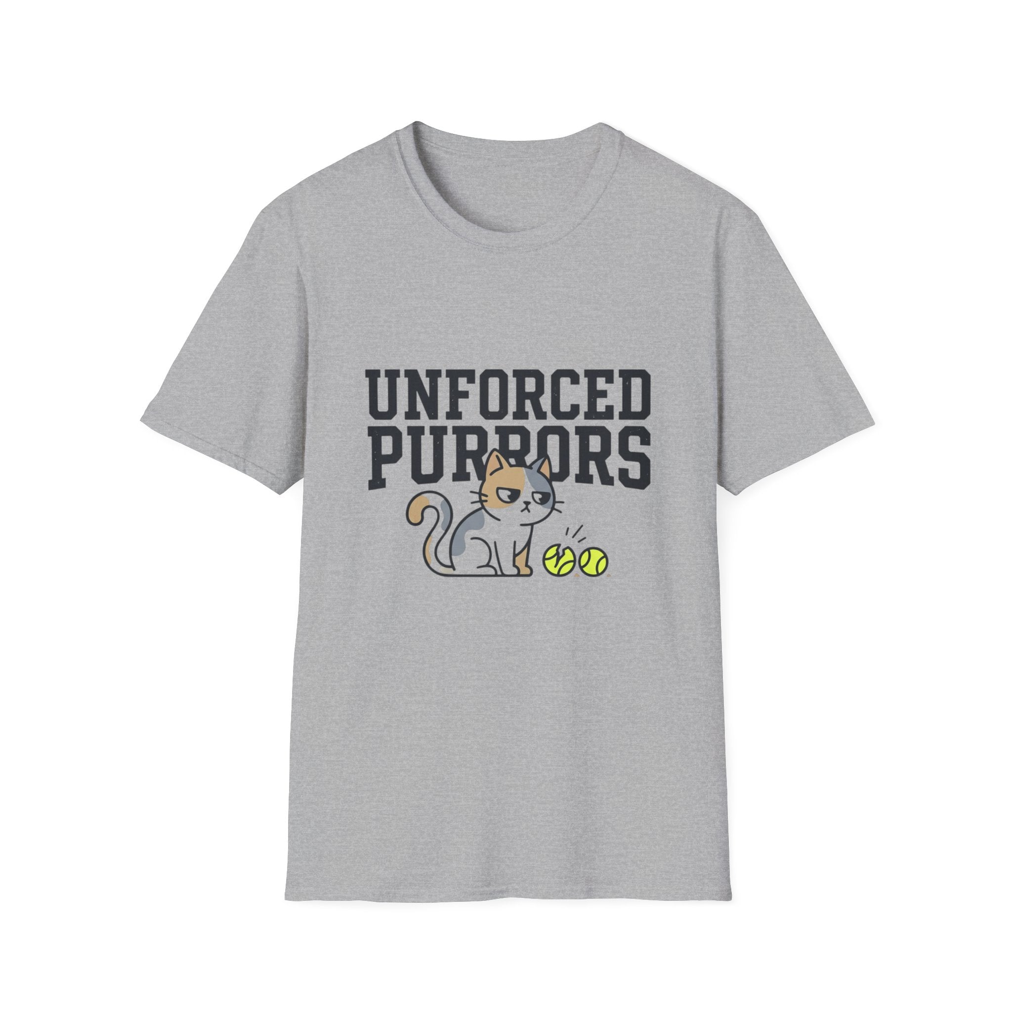Unforced Purrs Cat T-Shirt — Funny Tennis Cat Graphic Tee
