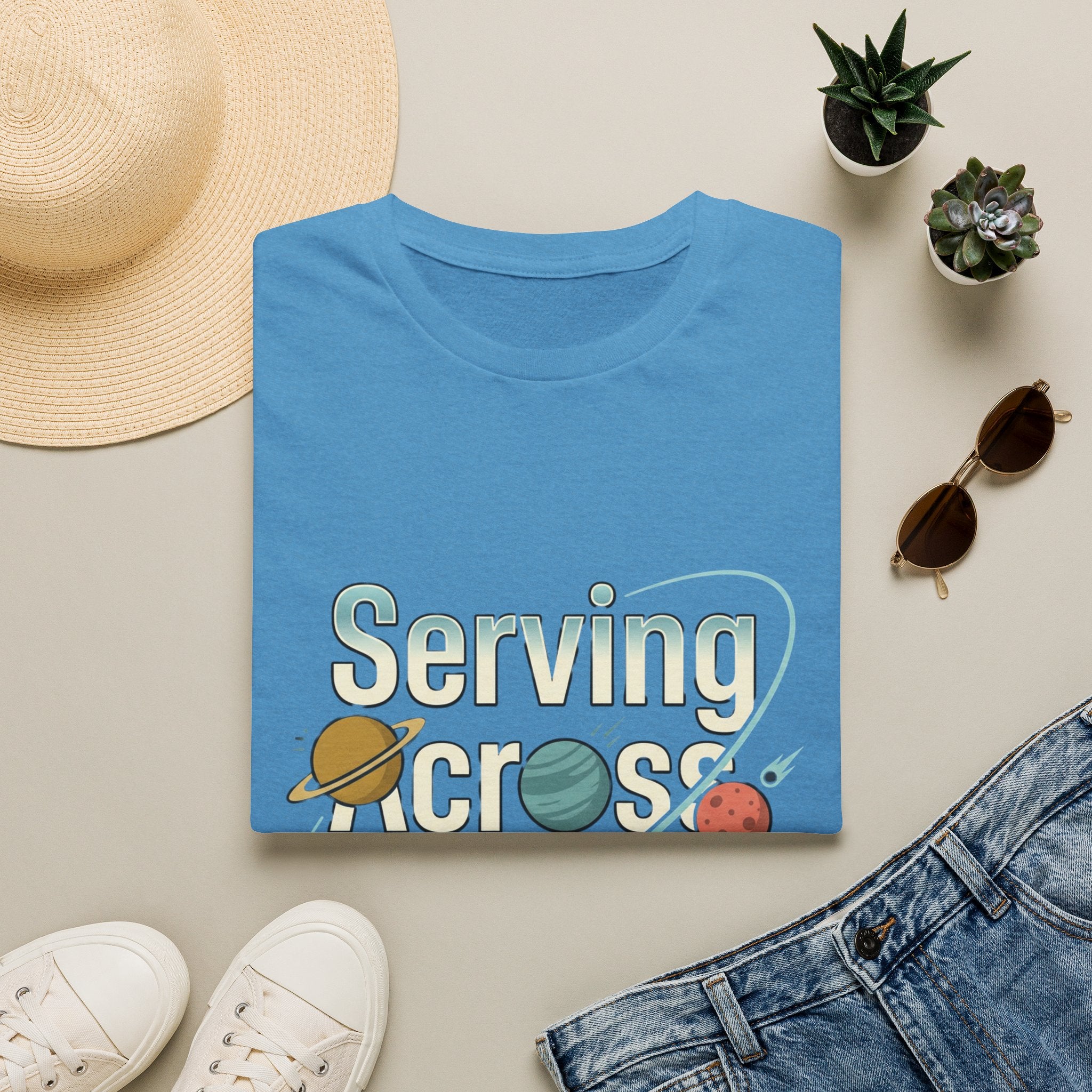 Serving Across the Galaxy Retro Space T-Shirt