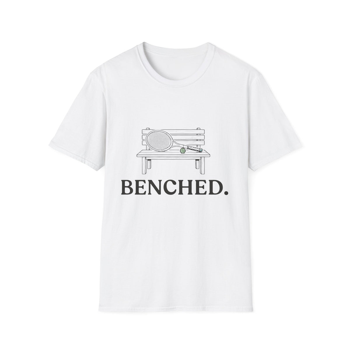 Benched Tennis T-Shirt — Funny Tennis Player Shirt with Bench Illustration