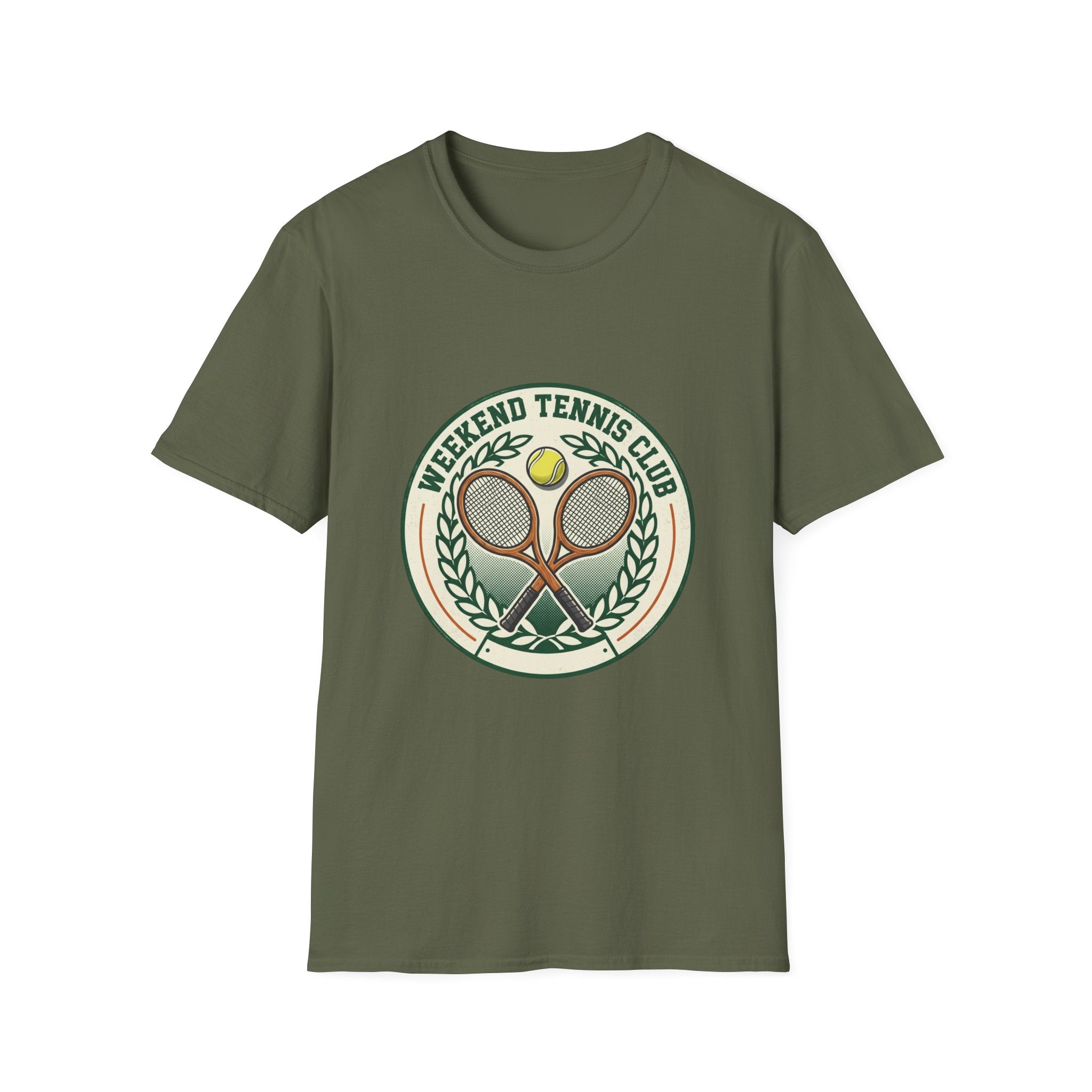 Weekend Tennis Club T-Shirt — Retro Tennis Racket & Ball Graphic