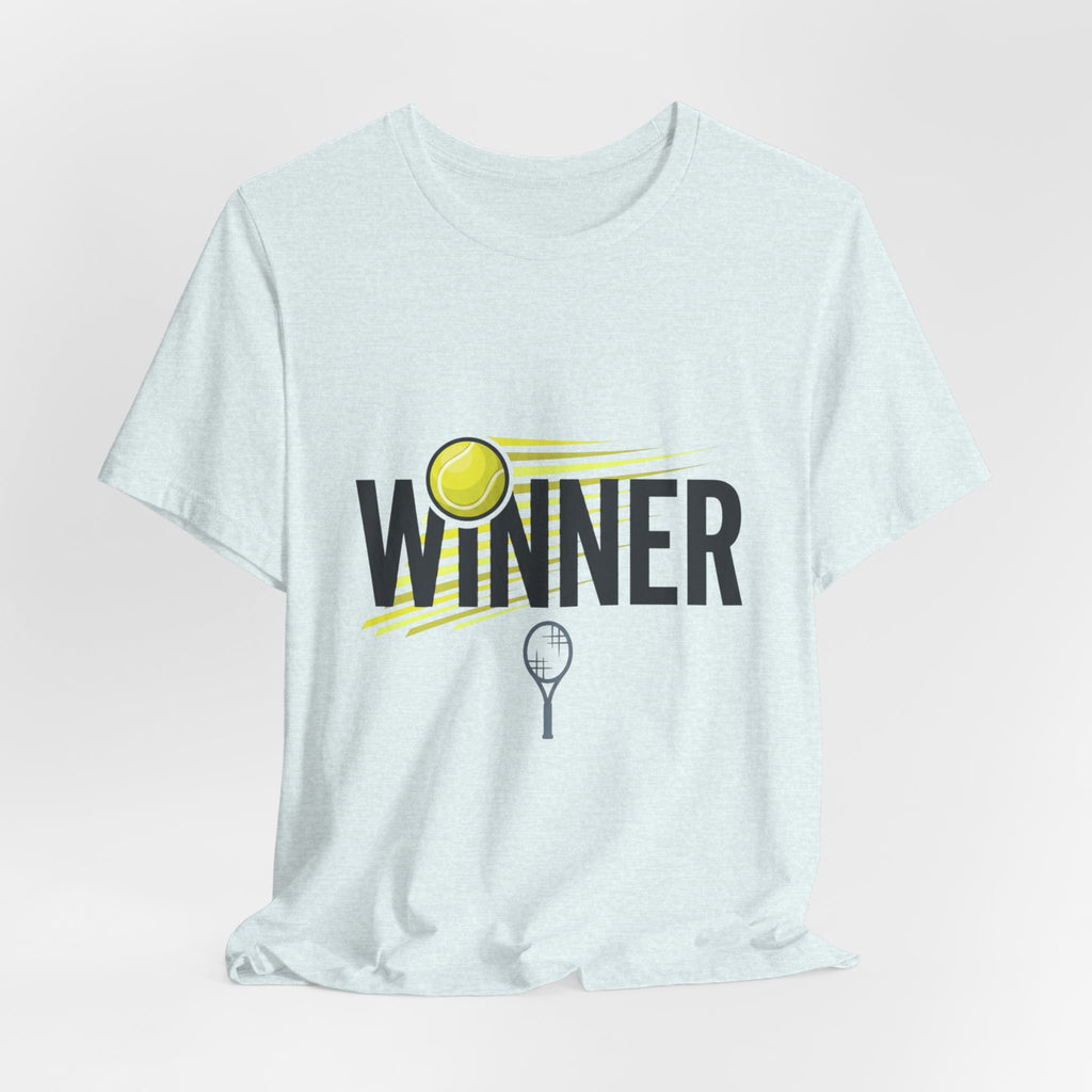 Winner Tennis T‑Shirt — Motivational Tennis Tee with Ball & Racket Graphic