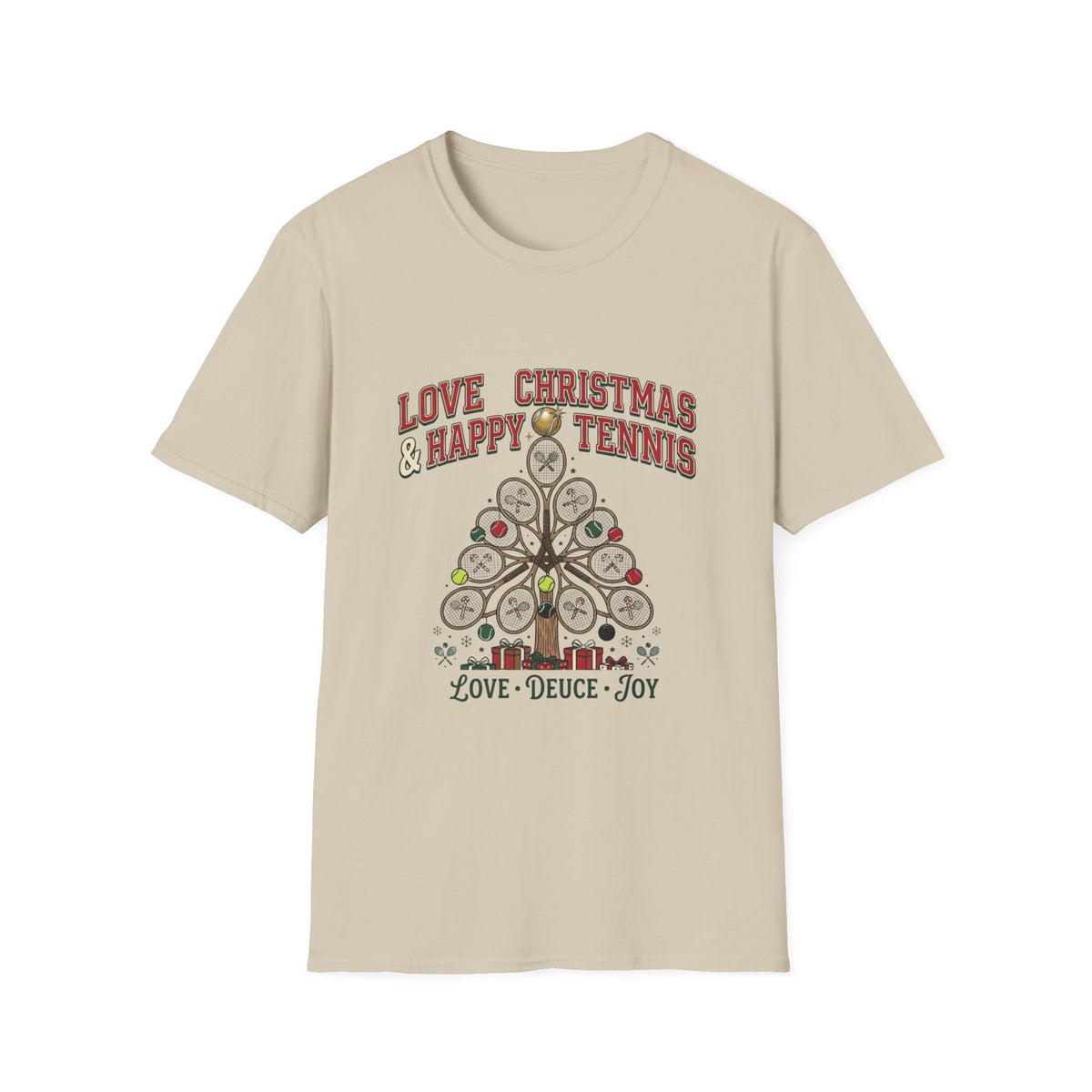 Christmas Tennis T‑Shirt – "Love Christmas & Happy Tennis" Holiday Tennis Tee
