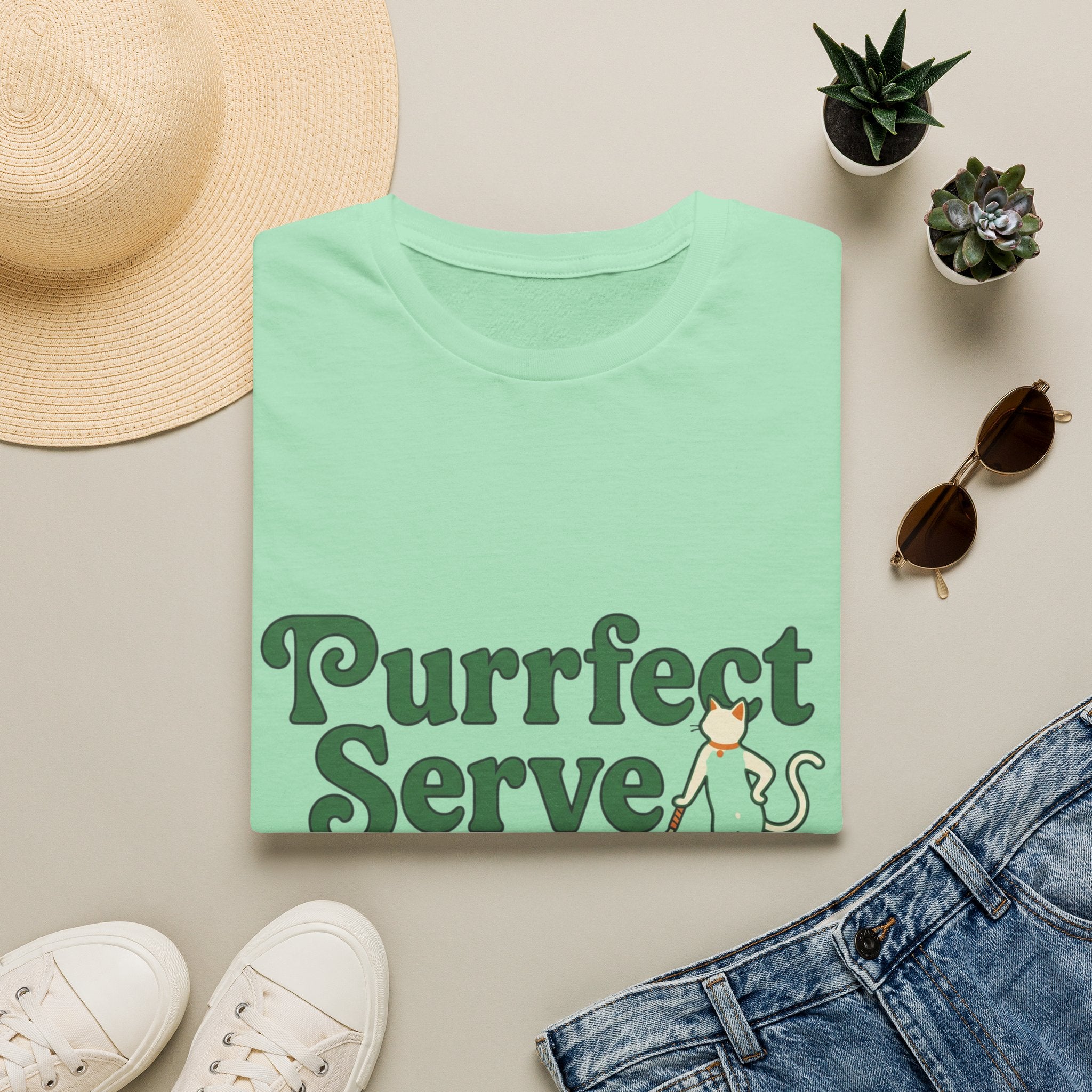Purrfect Serve Cat Tennis T-Shirt