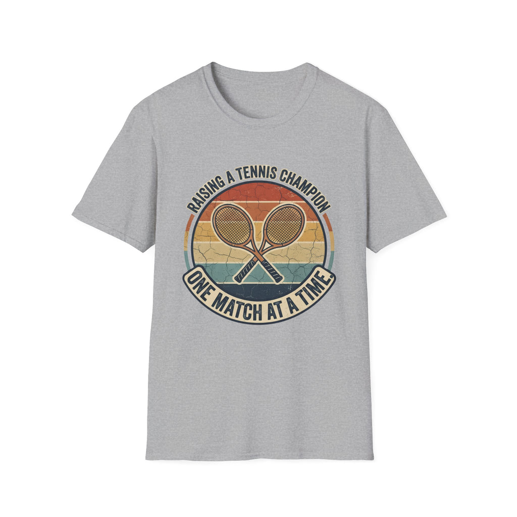 T-Shirt — Raising a Tennis Champion Vintage Graphic (“One Match at a Time”)