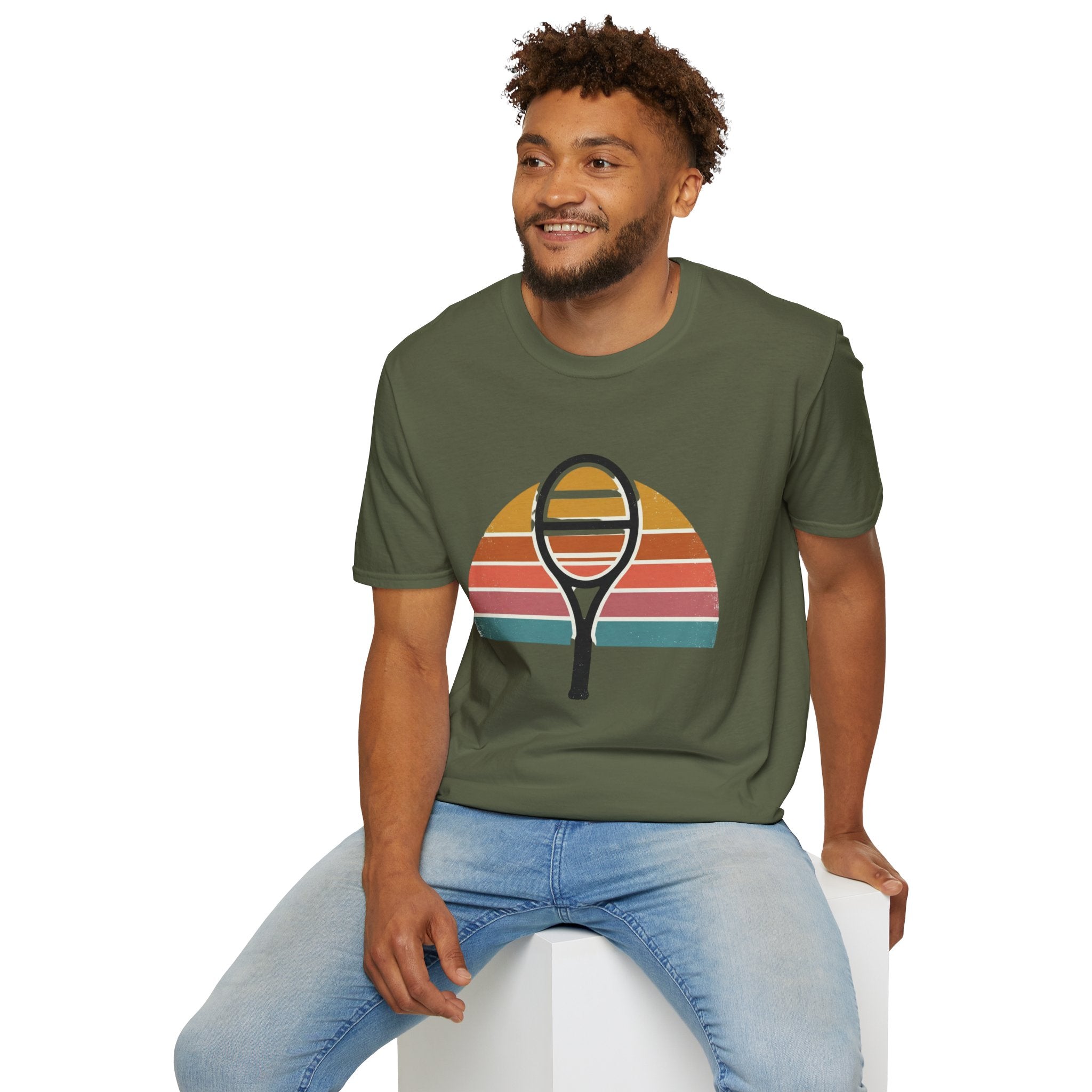 Tennis Racket Retro Sunset T-Shirt