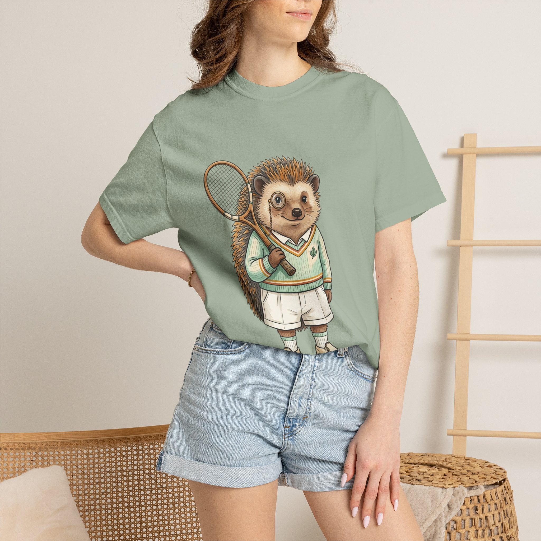 Hedgehog Tennis Player T‑Shirt — Cute Vintage Sports Animal Tee