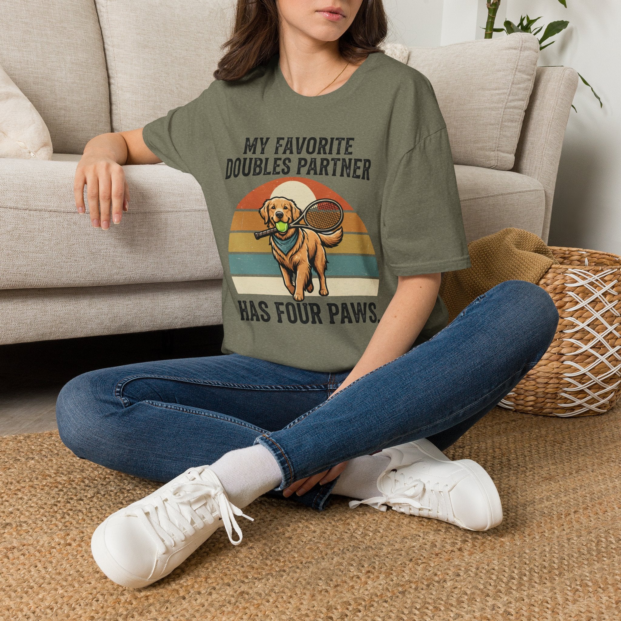 My Favorite Doubles Partner T-Shirt — 'Has Four Paws' Tennis Dog Graphic Tee