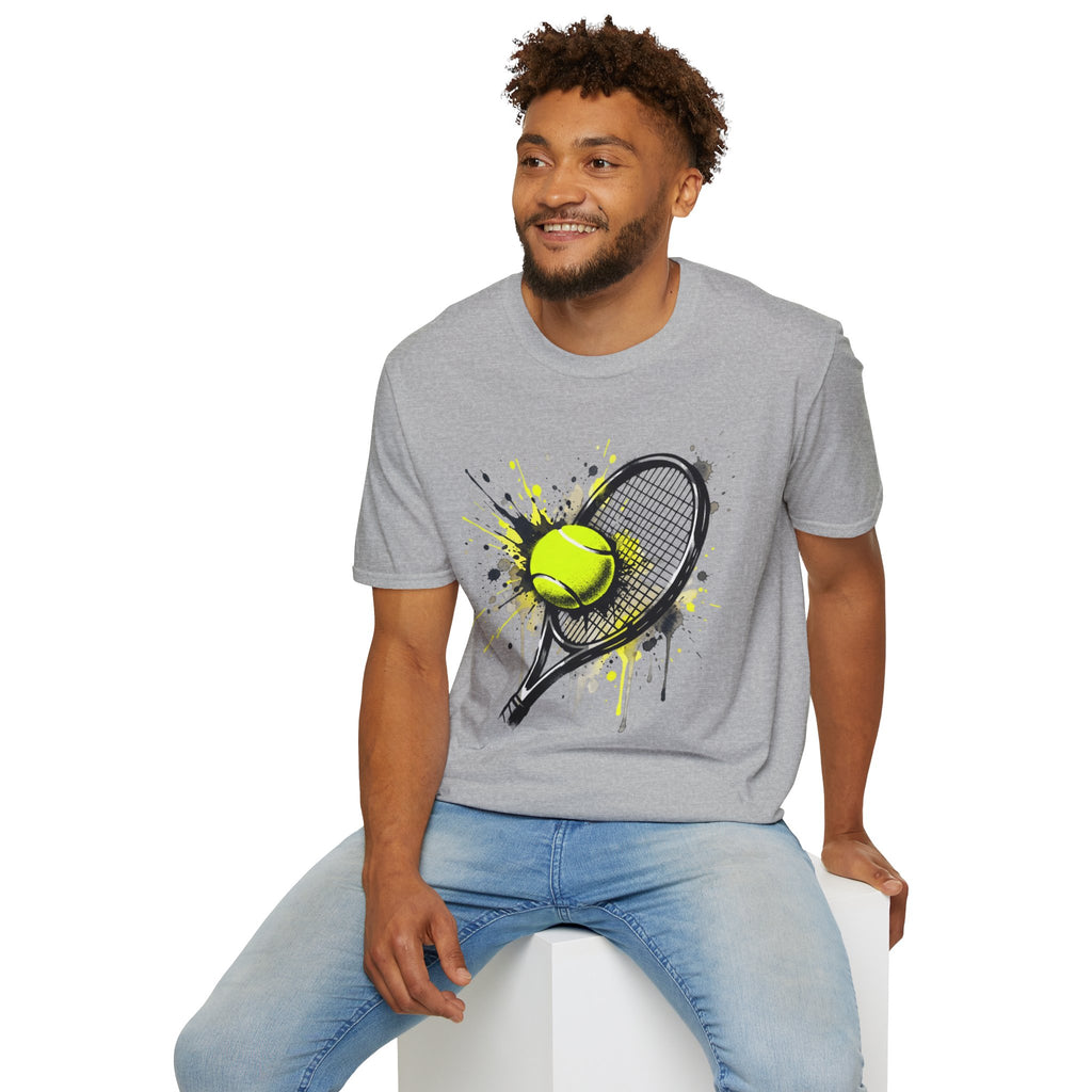 T-Shirt — Splash Tennis Racket & Ball Graphic Tee