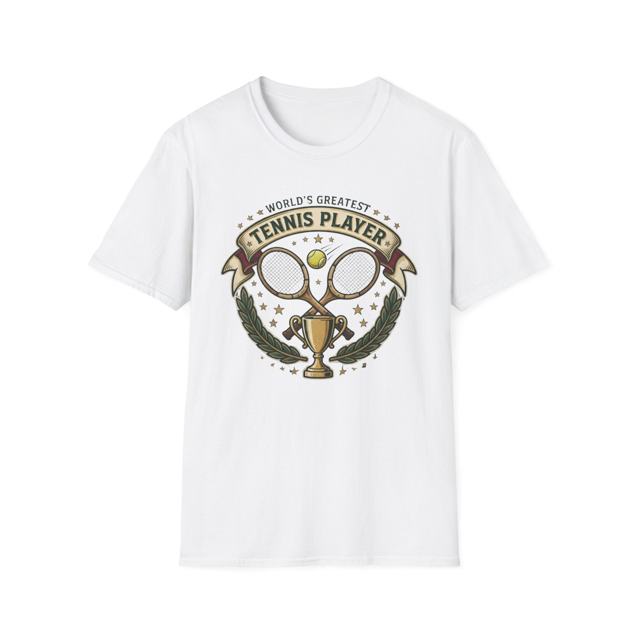 World's Greatest Tennis Player T-Shirt — Vintage Tennis Racket & Trophy Tee