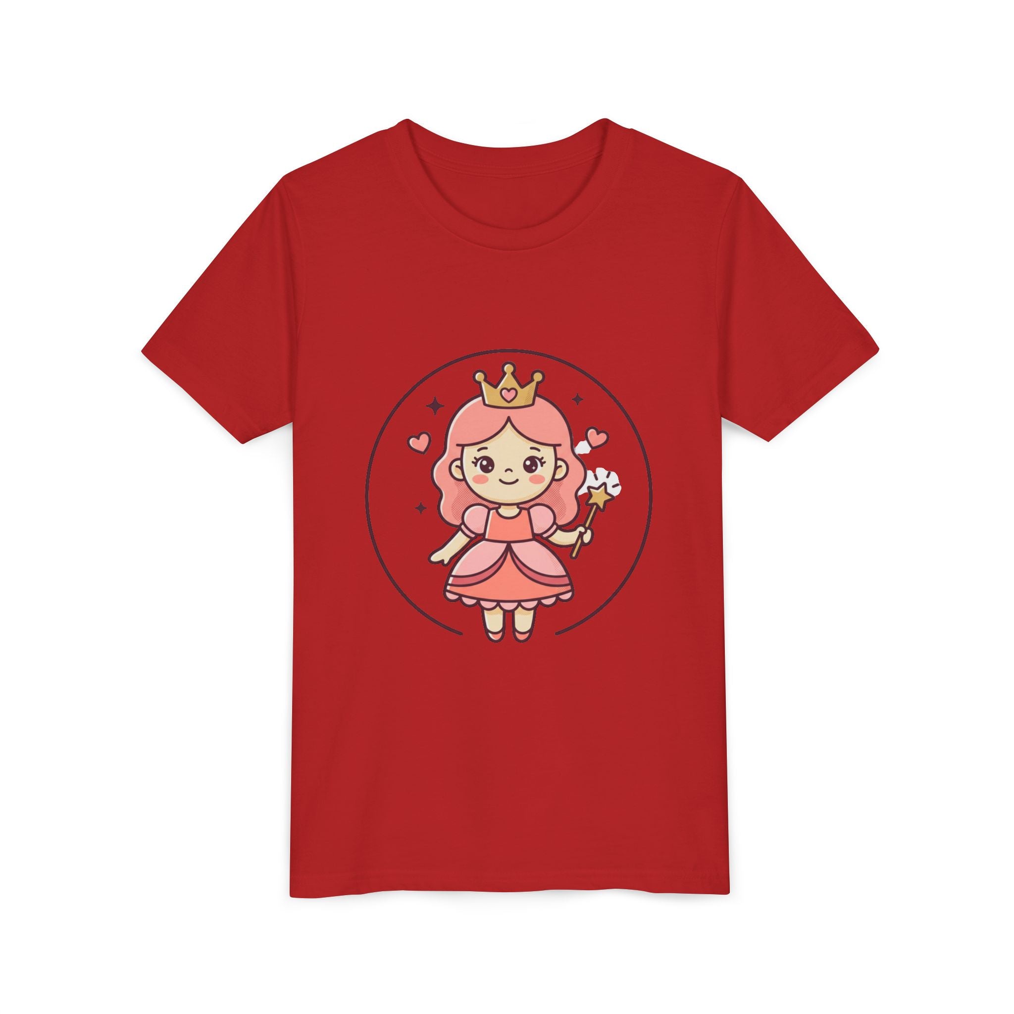 Princess Fairy Kids T-Shirt - Cute Pink Crowned Princess Graphic Youth Tee