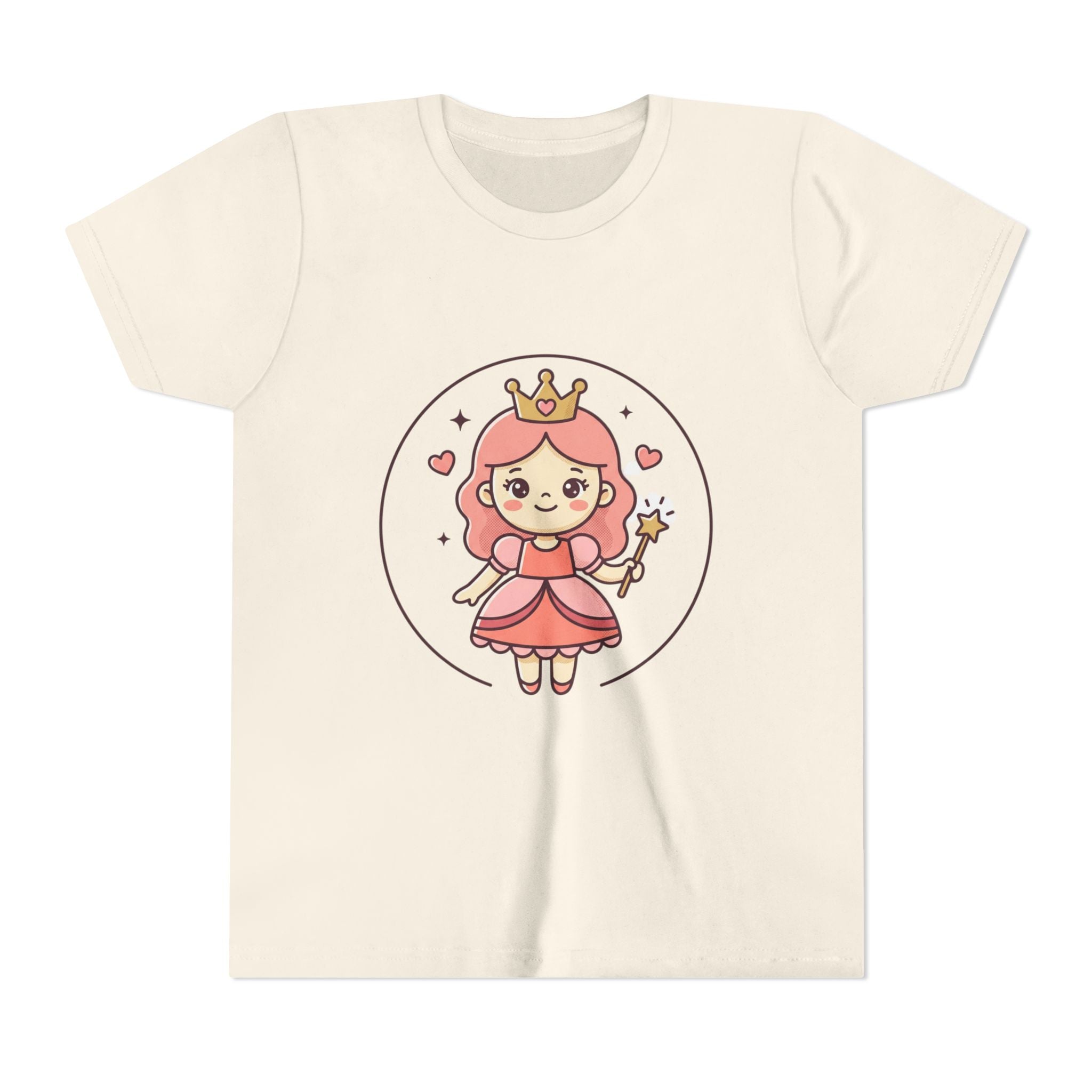 Princess Fairy Kids T-Shirt - Cute Pink Crowned Princess Graphic Youth Tee