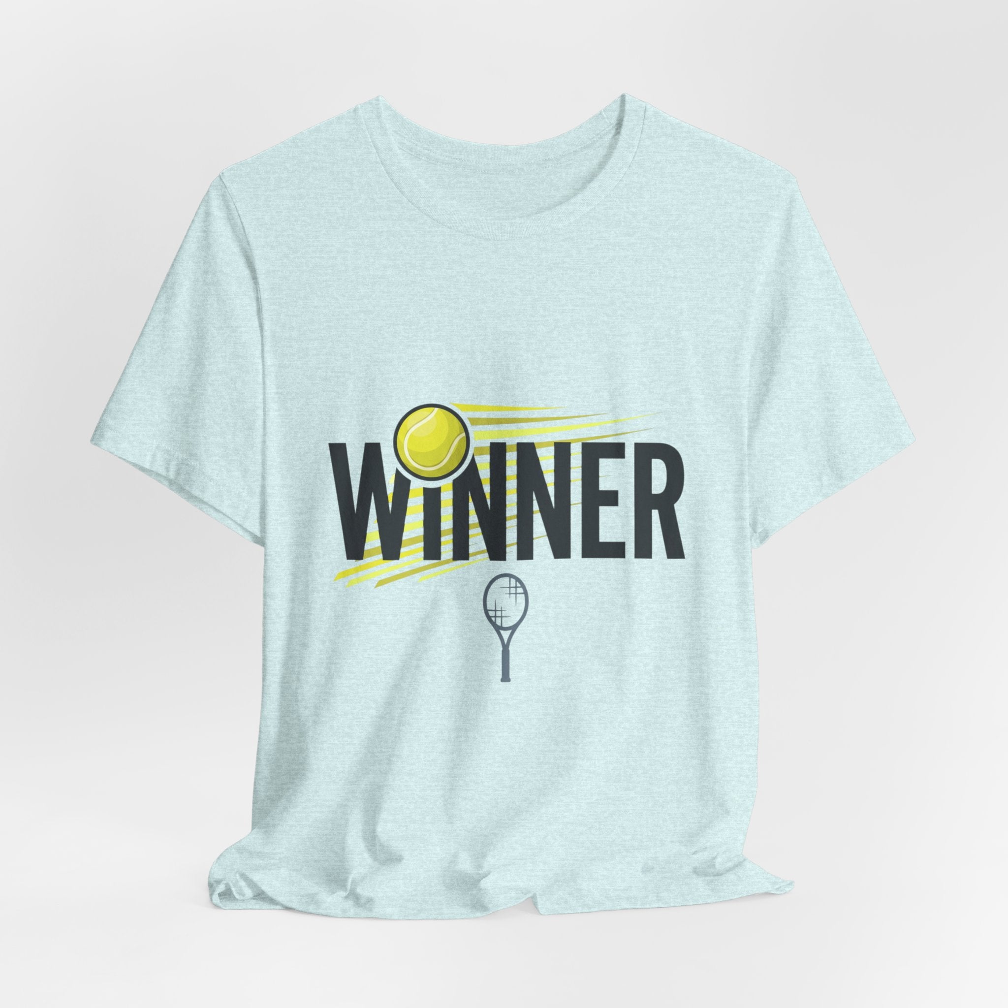 Winner Tennis T‑Shirt — Motivational Tennis Tee with Ball & Racket Graphic