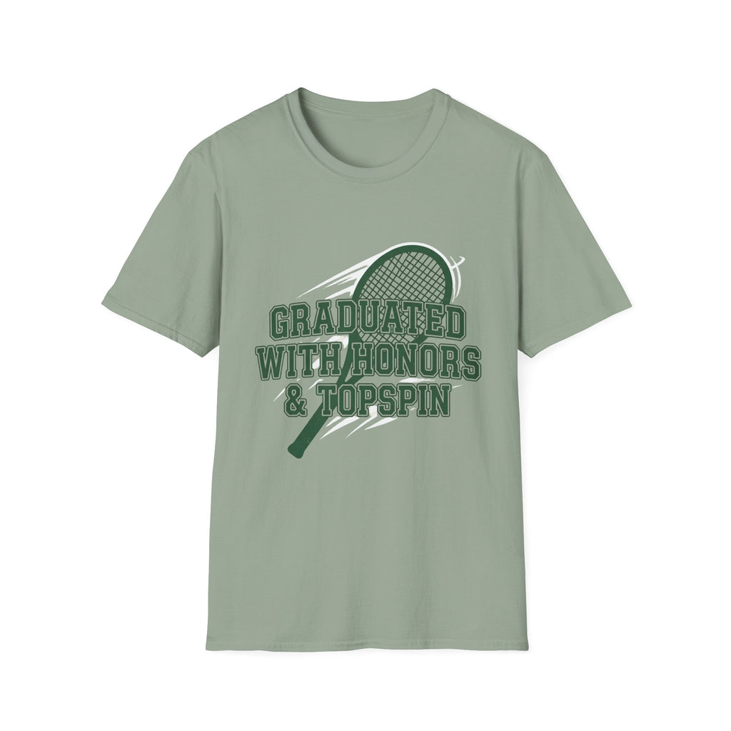 Graduated With Honors Tennis T-Shirt — Vintage Collegiate Topspin Tee