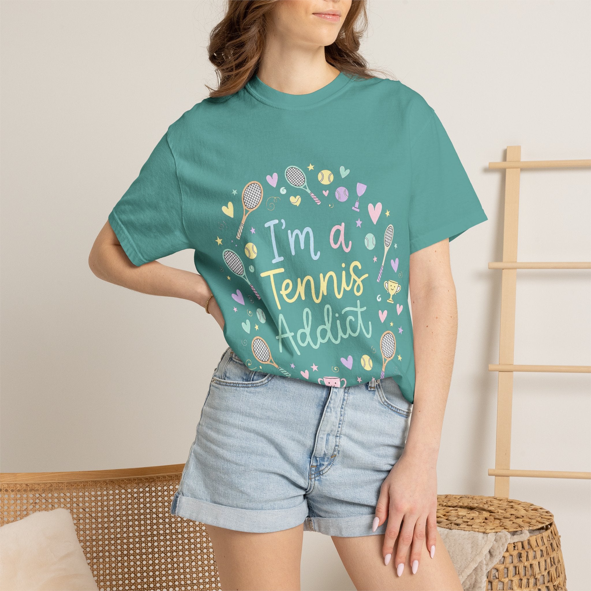 I'm a Tennis Addict T‑Shirt — Cute Pastel Tennis Graphic Tee for Players & Fans