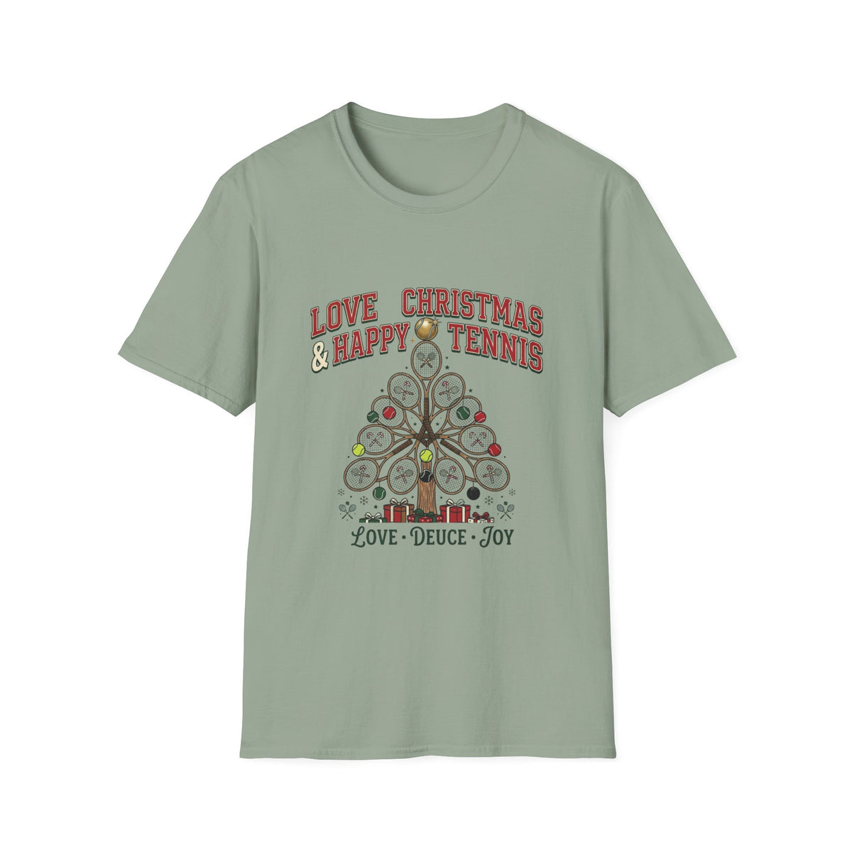 Christmas Tennis T‑Shirt – "Love Christmas & Happy Tennis" Holiday Tennis Tee