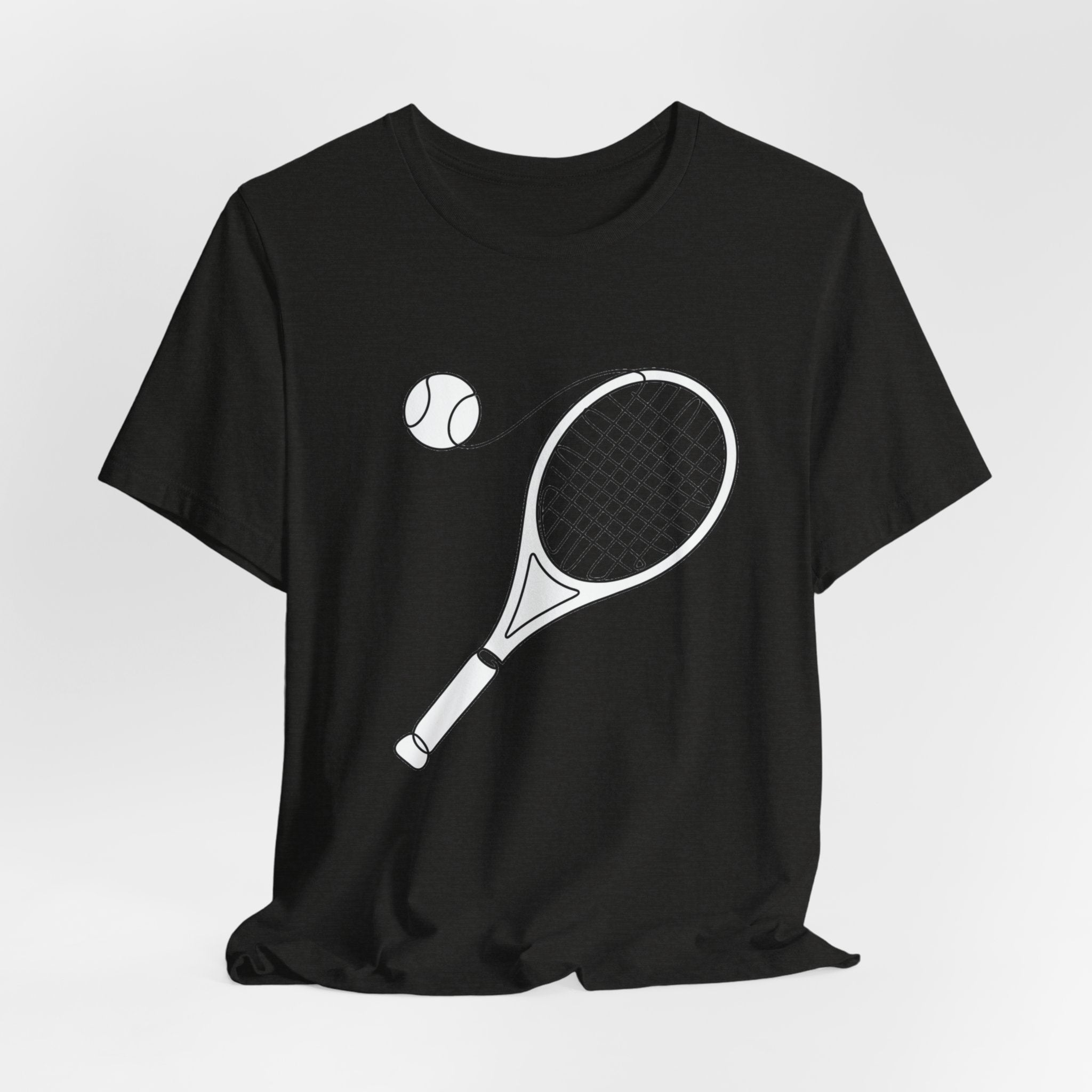 Tennis Racket & Ball Graphic Tee – Minimal Sports T‑Shirt for Players & Fans