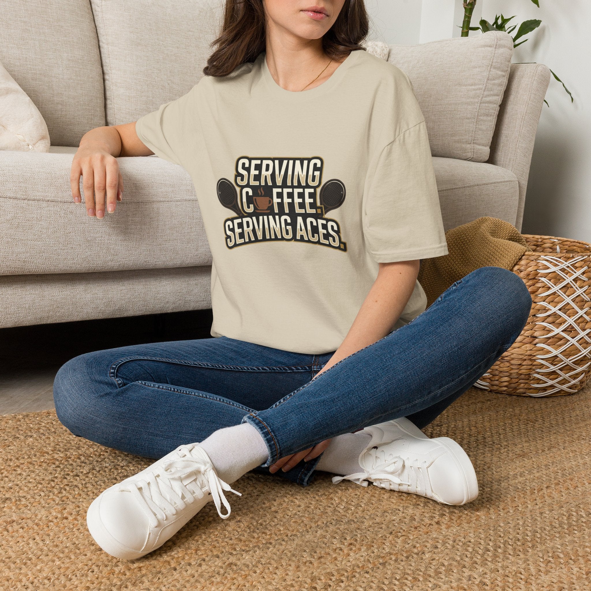 Serving Coffee, Serving Aces Tee — Tennis & Coffee Lover Graphic Shirt