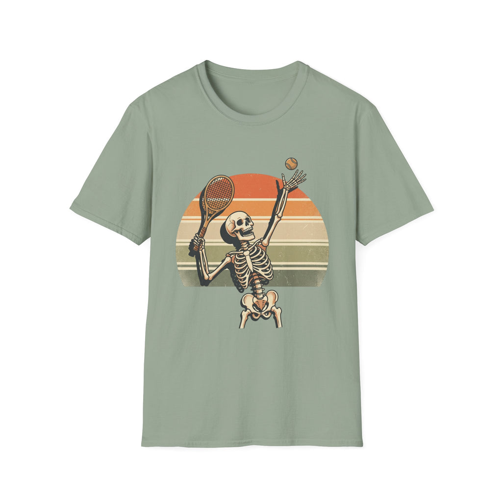 Skeleton Tennis Tee — Retro Sunset Vintage t_shirt