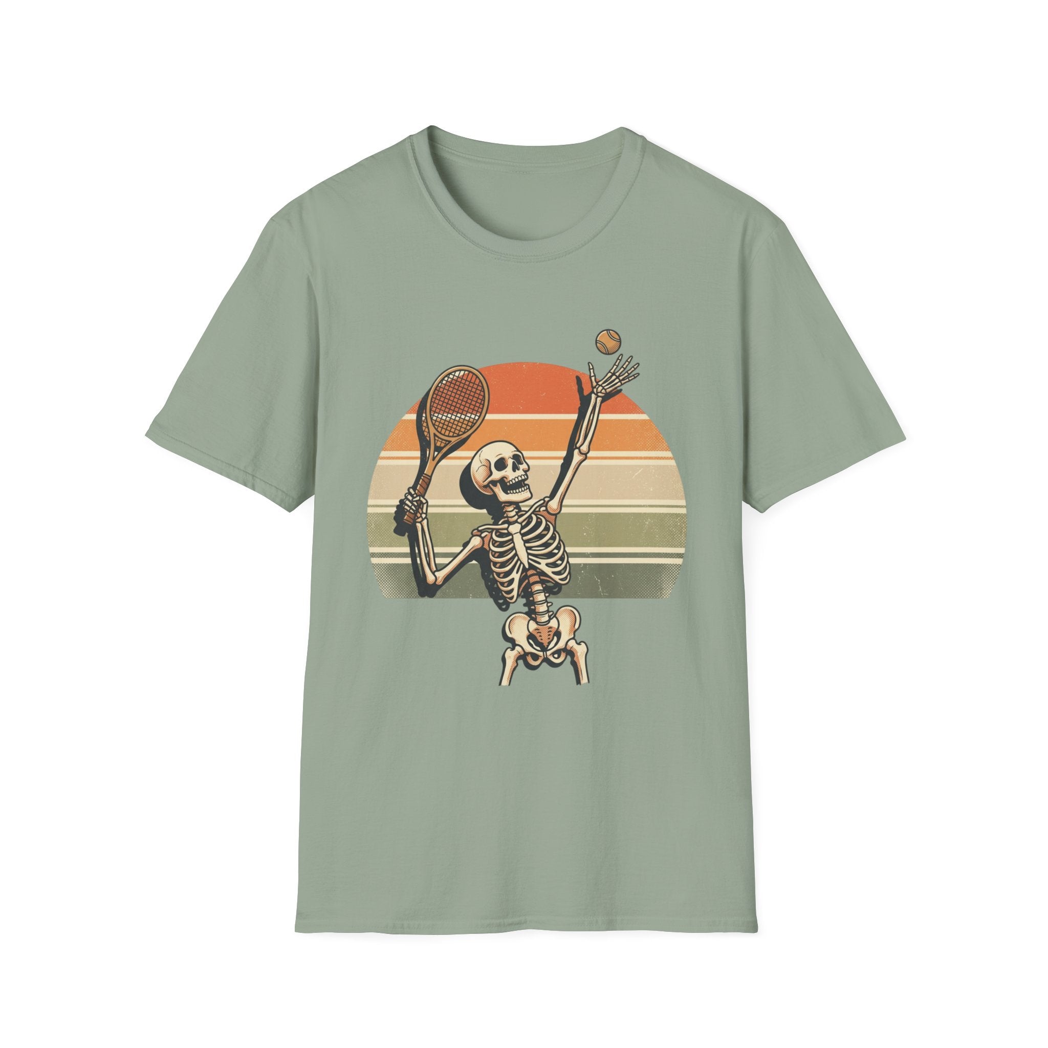 Skeleton Tennis Tee — Retro Sunset Vintage t_shirt
