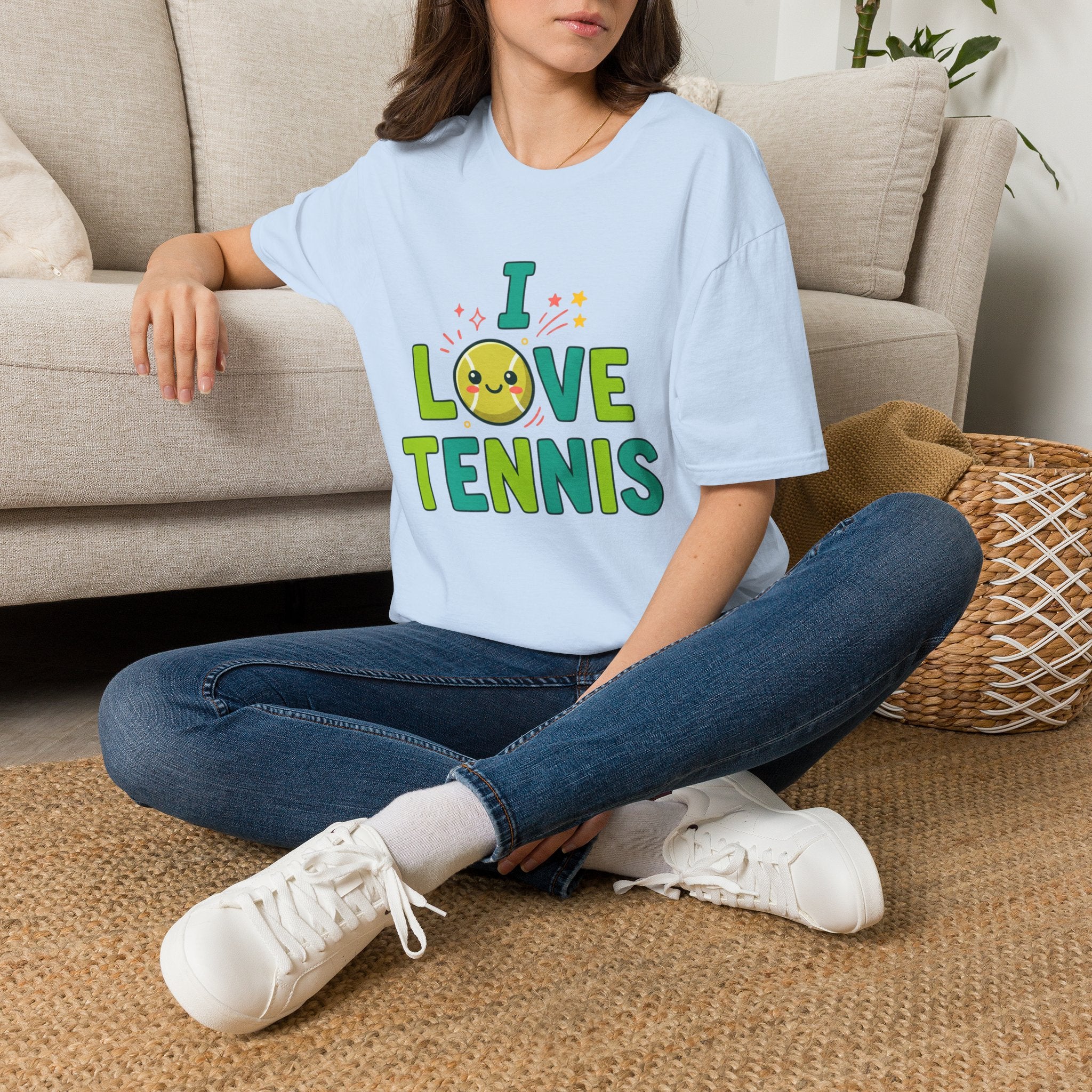 I Love Tennis T-Shirt — Cute Smiley Tennis Ball Tee for Players & Fans
