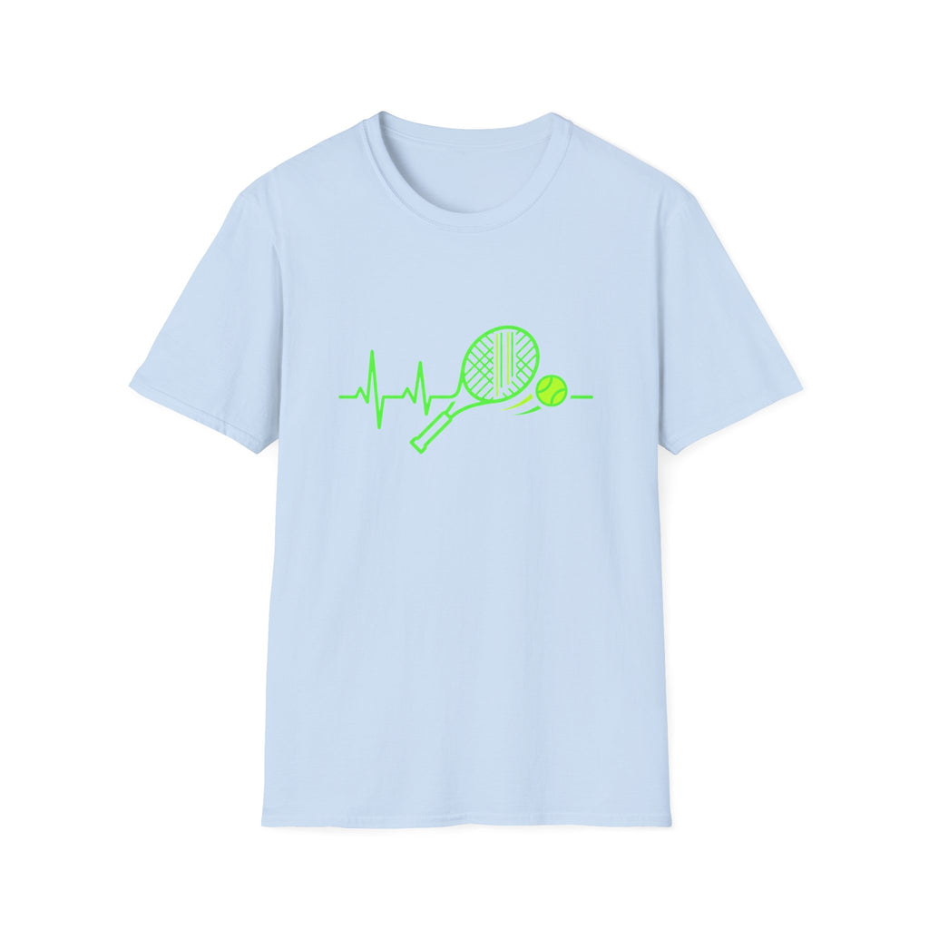 Tennis Racket Heartbeat T-Shirt — Neon Green Tennis Lover Tee