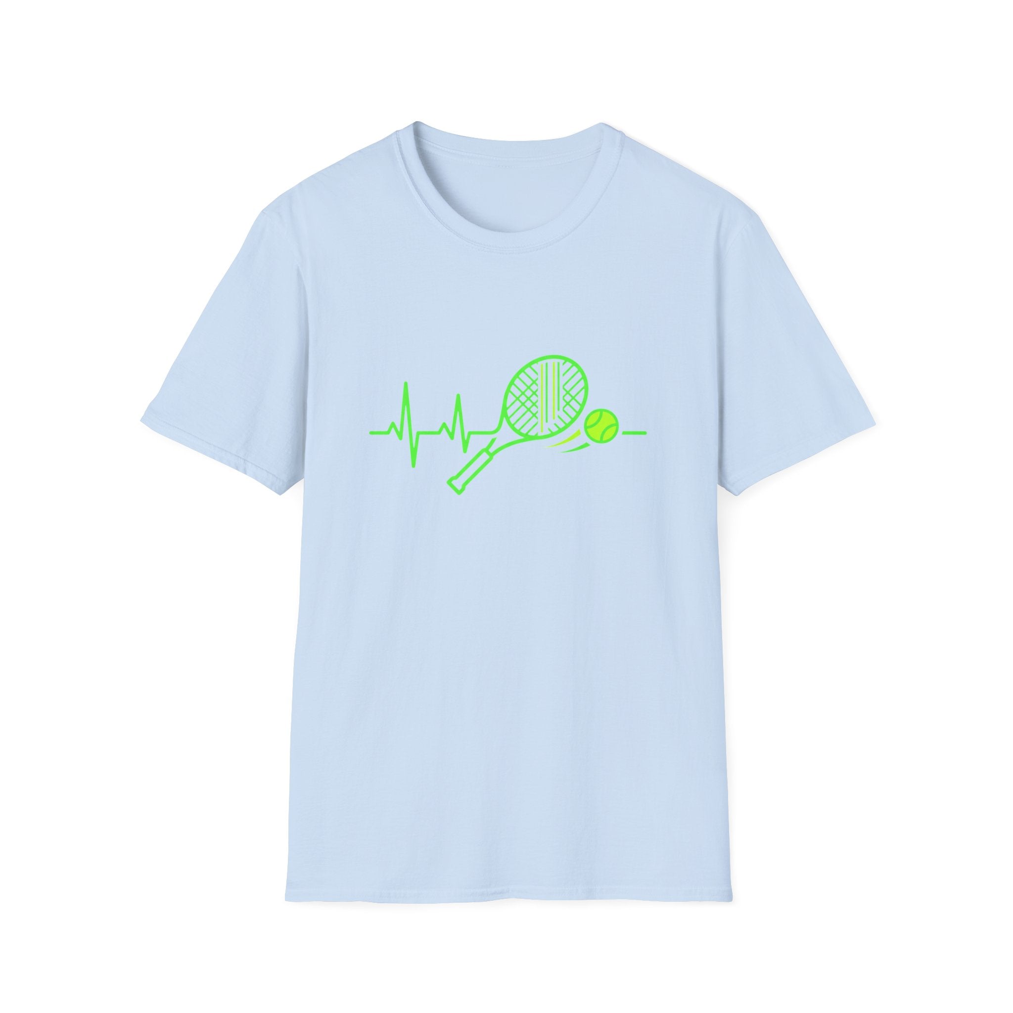 Tennis Racket Heartbeat T-Shirt — Neon Green Tennis Lover Tee