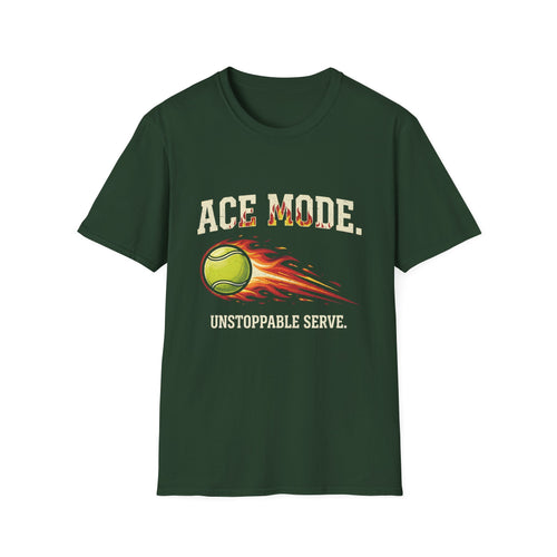 Ace Mode Tennis T-Shirt — Flaming Ball "Unstoppable Serve" Graphic Tee