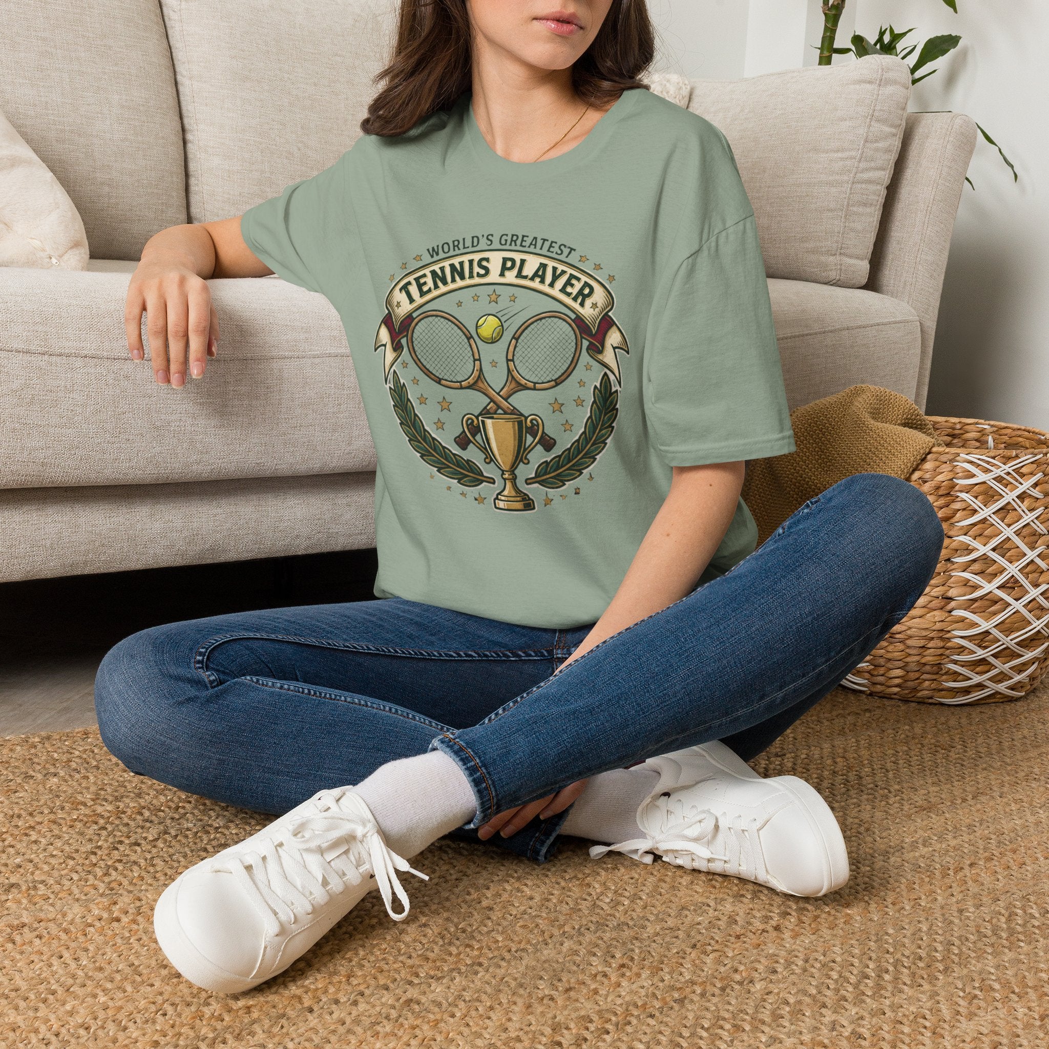 World's Greatest Tennis Player T-Shirt — Vintage Tennis Racket & Trophy Tee