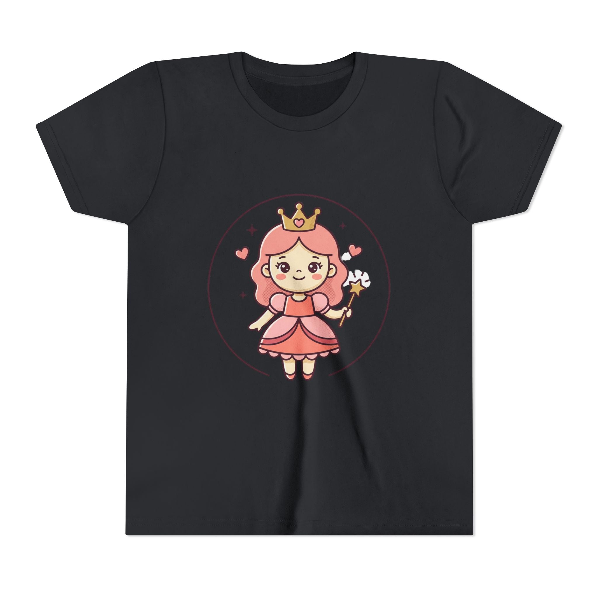 Princess Fairy Kids T-Shirt - Cute Pink Crowned Princess Graphic Youth Tee