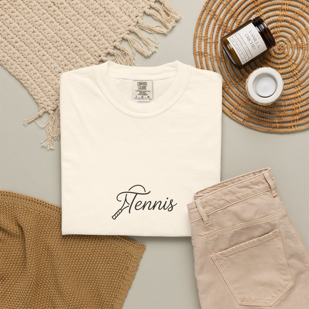 Tennis Script Tee — Minimalist Athletic Tennis T‑Shirt