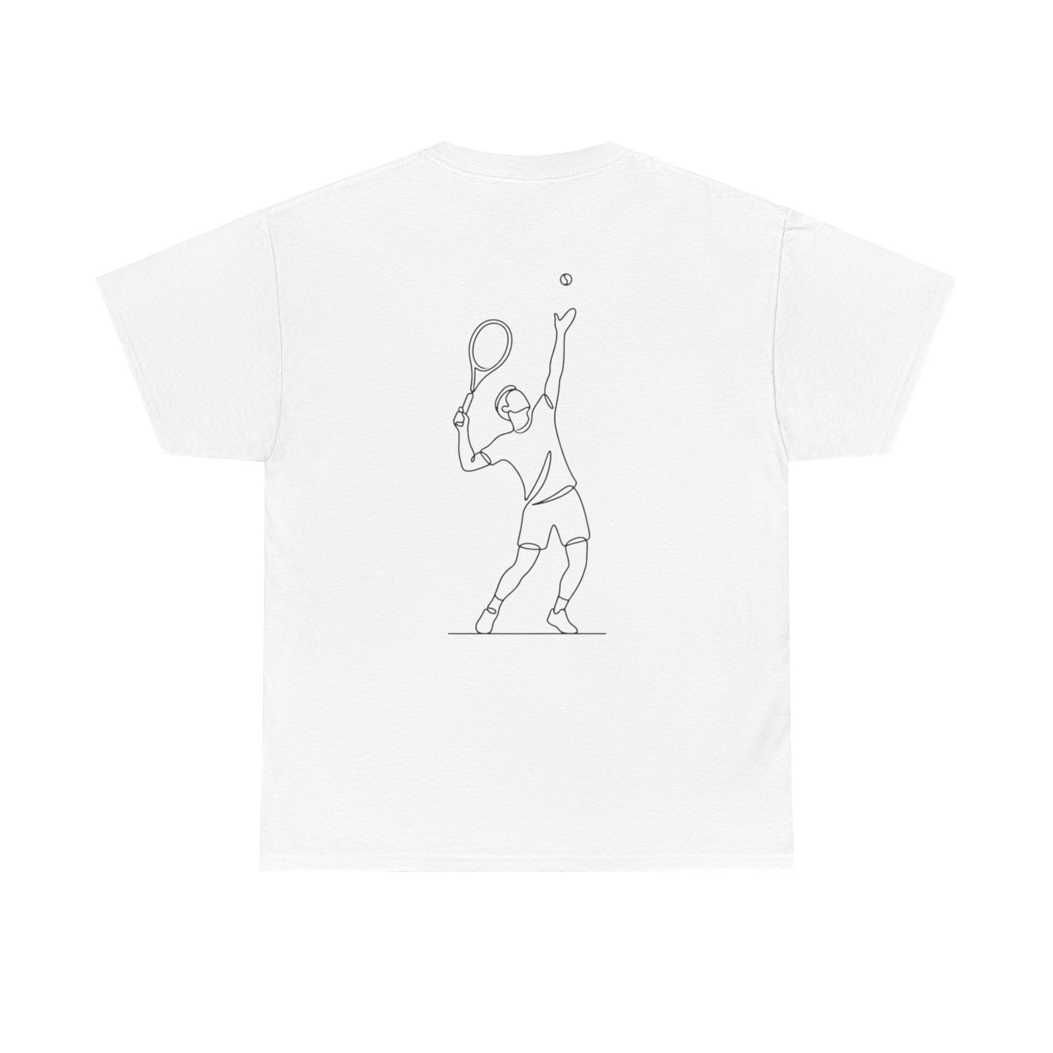 Tennis Serve Line Art Tee — Minimalist Tennis T-Shirt