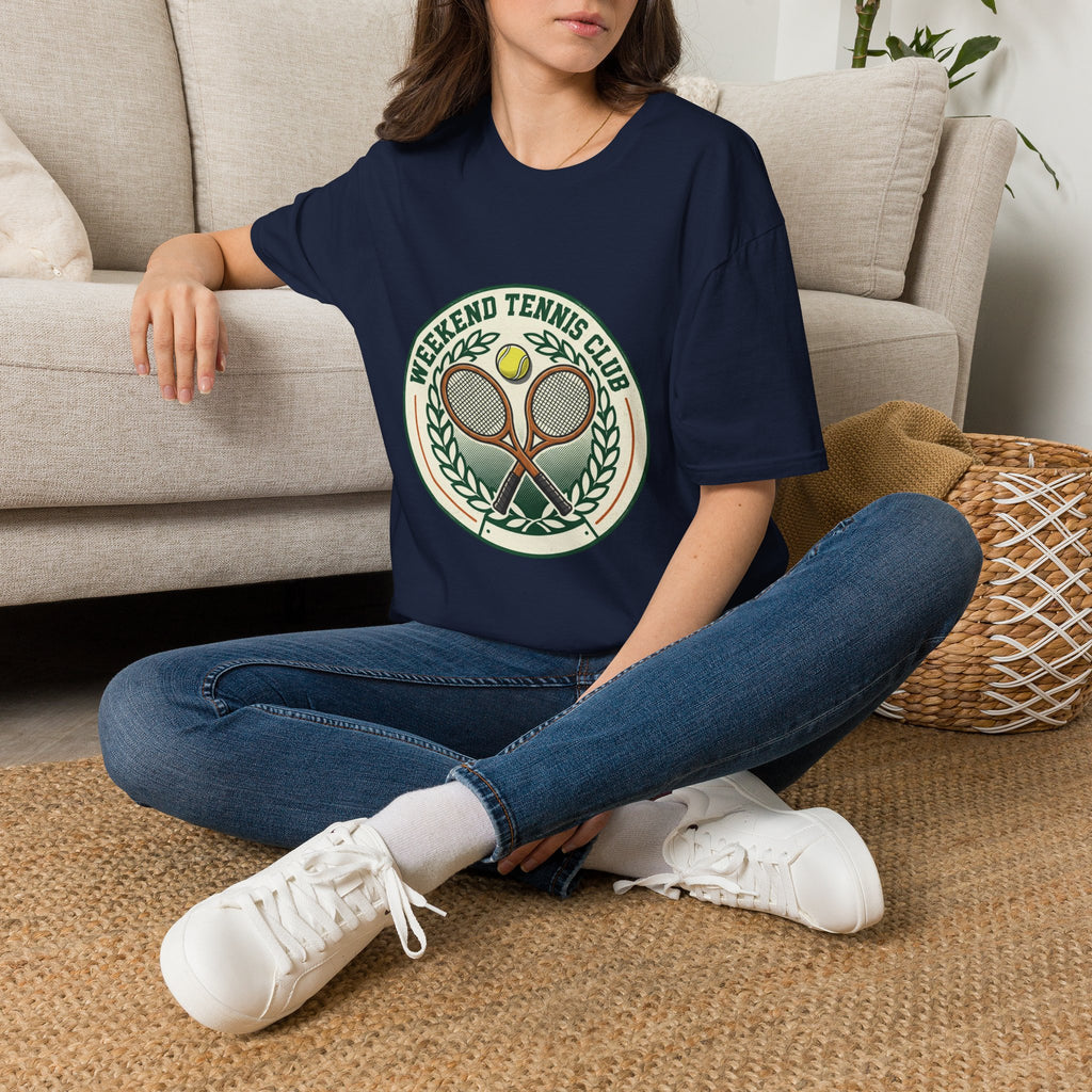 Weekend Tennis Club T-Shirt — Retro Tennis Racket & Ball Graphic