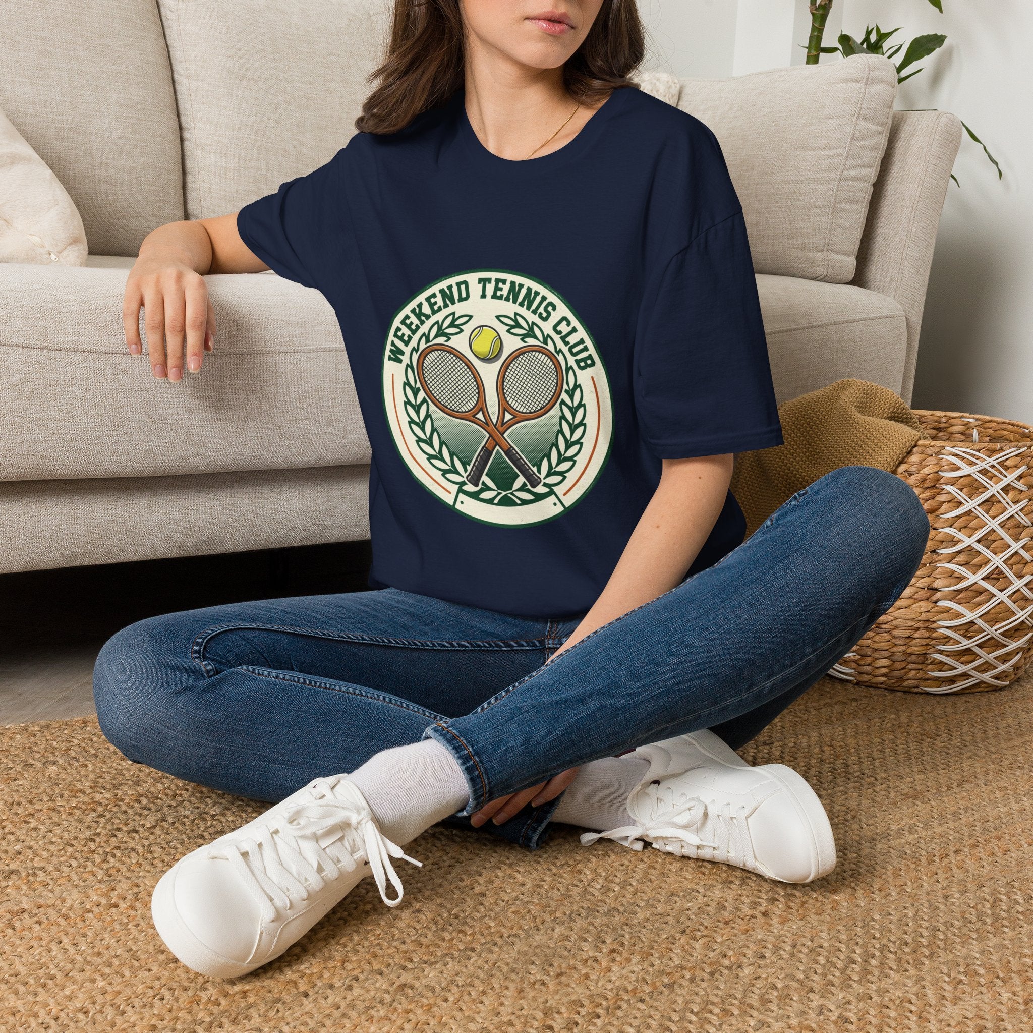 Weekend Tennis Club T-Shirt — Retro Tennis Racket & Ball Graphic
