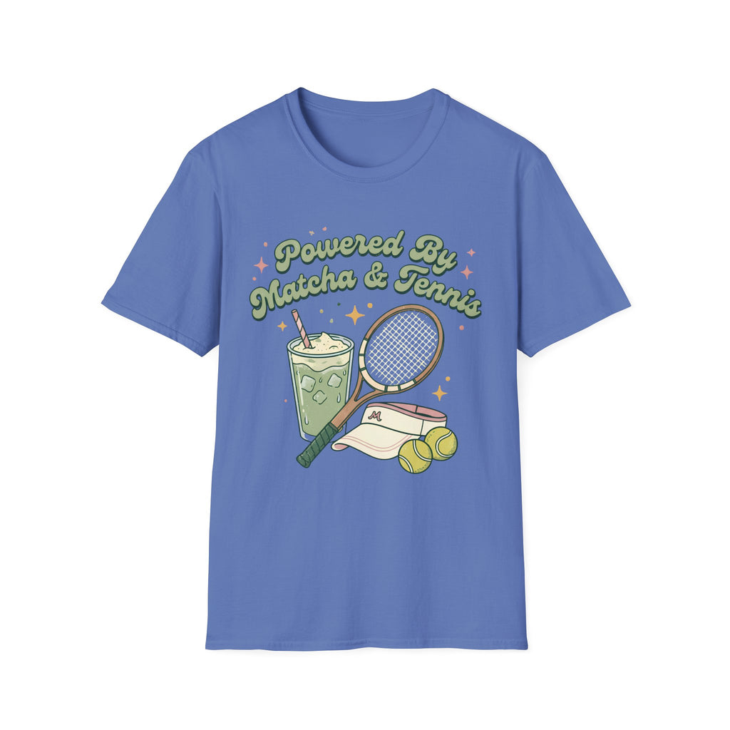 Powered by Matcha & Tennis Tee — Cute Athletic Tea Lover Shirt
